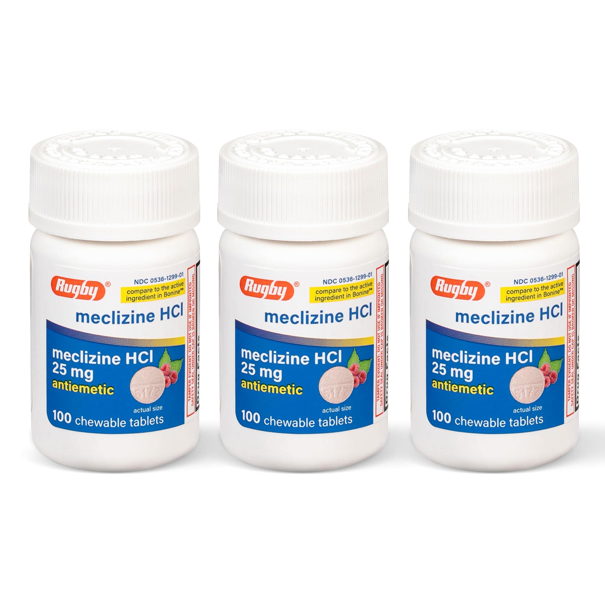 - Rugby Meclizine Chewable Tablets 25mg - Anti-Nausea Medicine Helps with Motion Sickness - 100 Count (3 Pack)