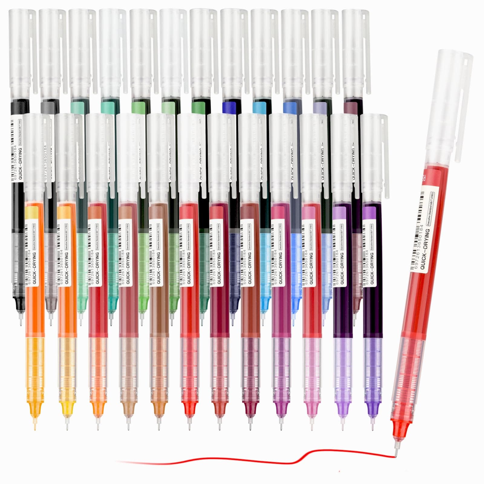 EooUooIP Liquid Ink Rollerball Pens,Colored Rollerball Pens,Gel Ink Pens,24 Pcs Fine Tip Multicolor Fine Point Pen for Writing Journaling Taking Notes Doodling School Office Home