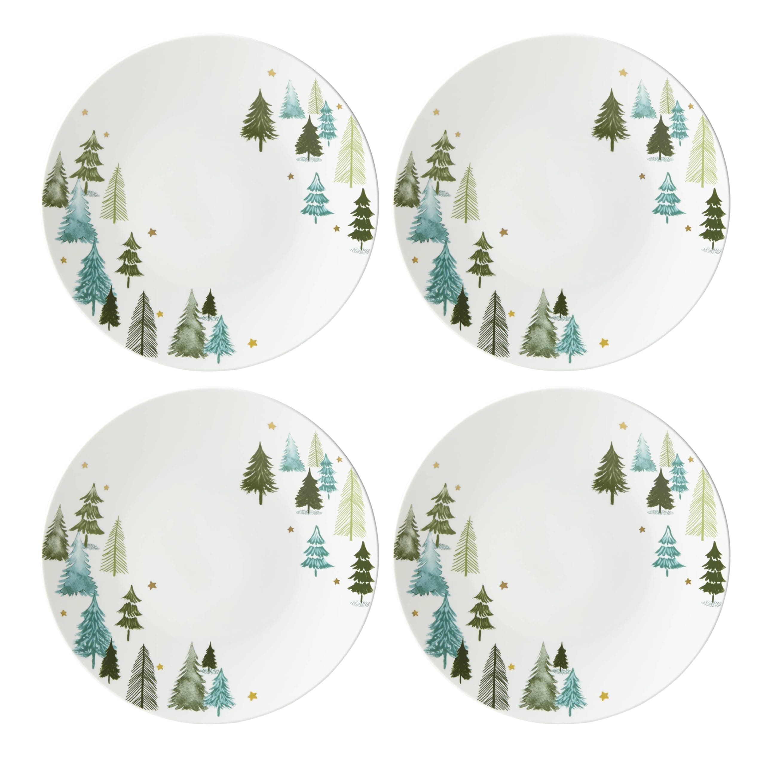 Lenox 880068 Balsam Lane 4-Piece Dinner Plate Set(Green), Christmas Drinkware, Holiday Hosting