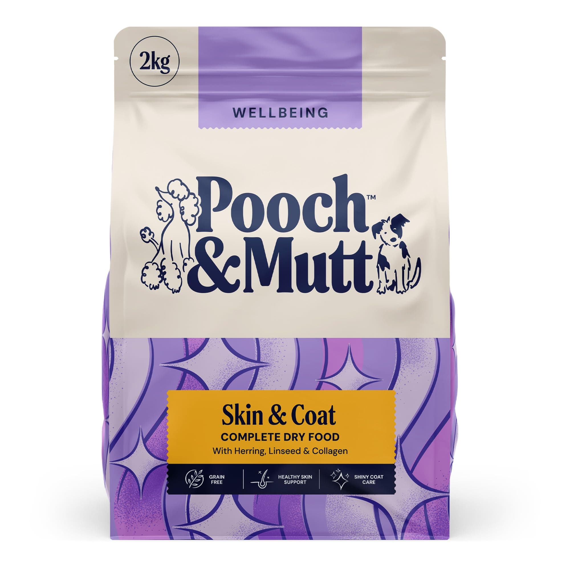 Skin & Coat Complete Dry Dog Food Grain Free (Regular Sized Kibble), for Dry and Itchy Skin, Herring and Linseed, 2kg (packaging may vary)