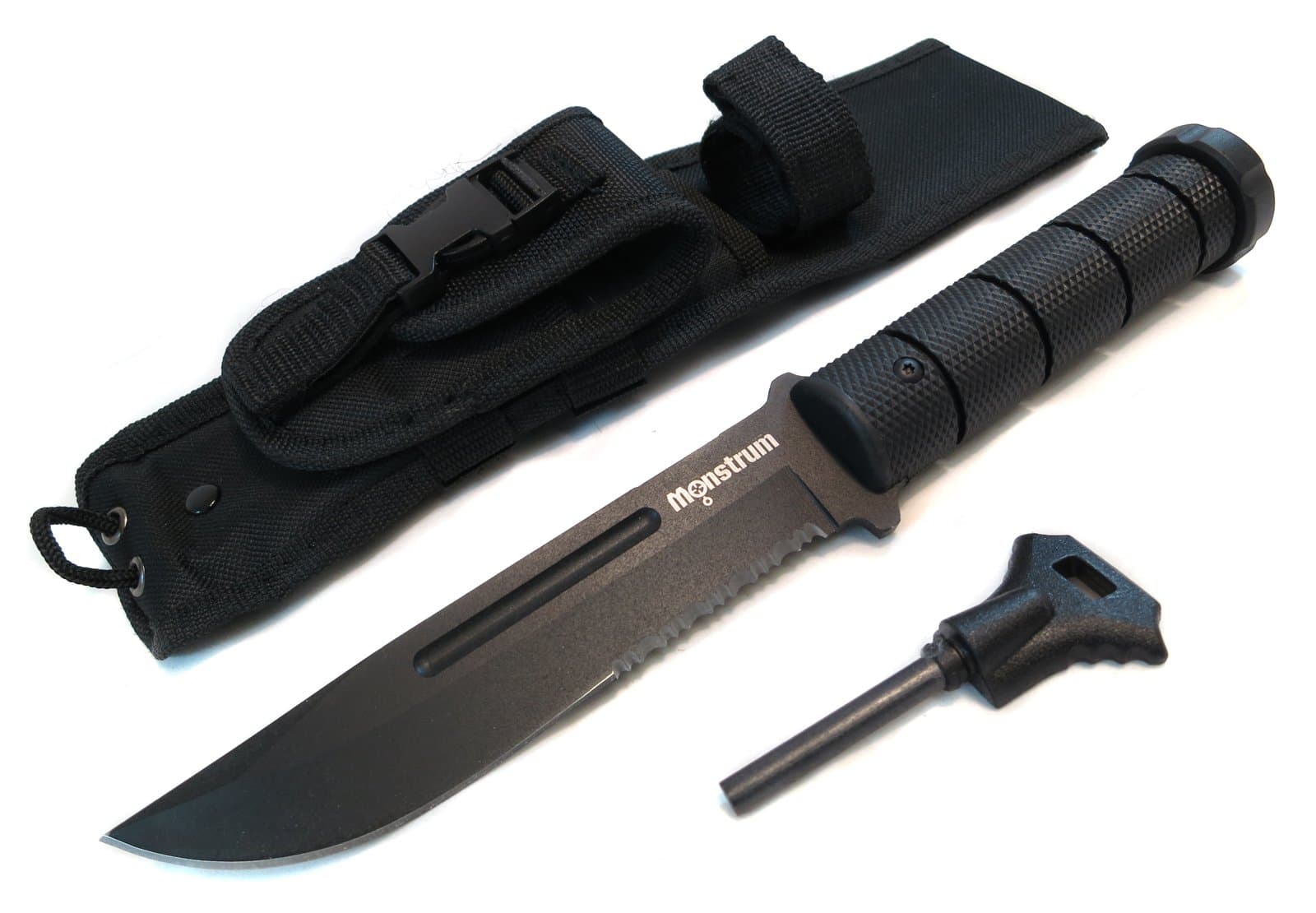 Monstrum Tactical SK01 Fixed Blade Survival Knife with Sheath and Fire Starter