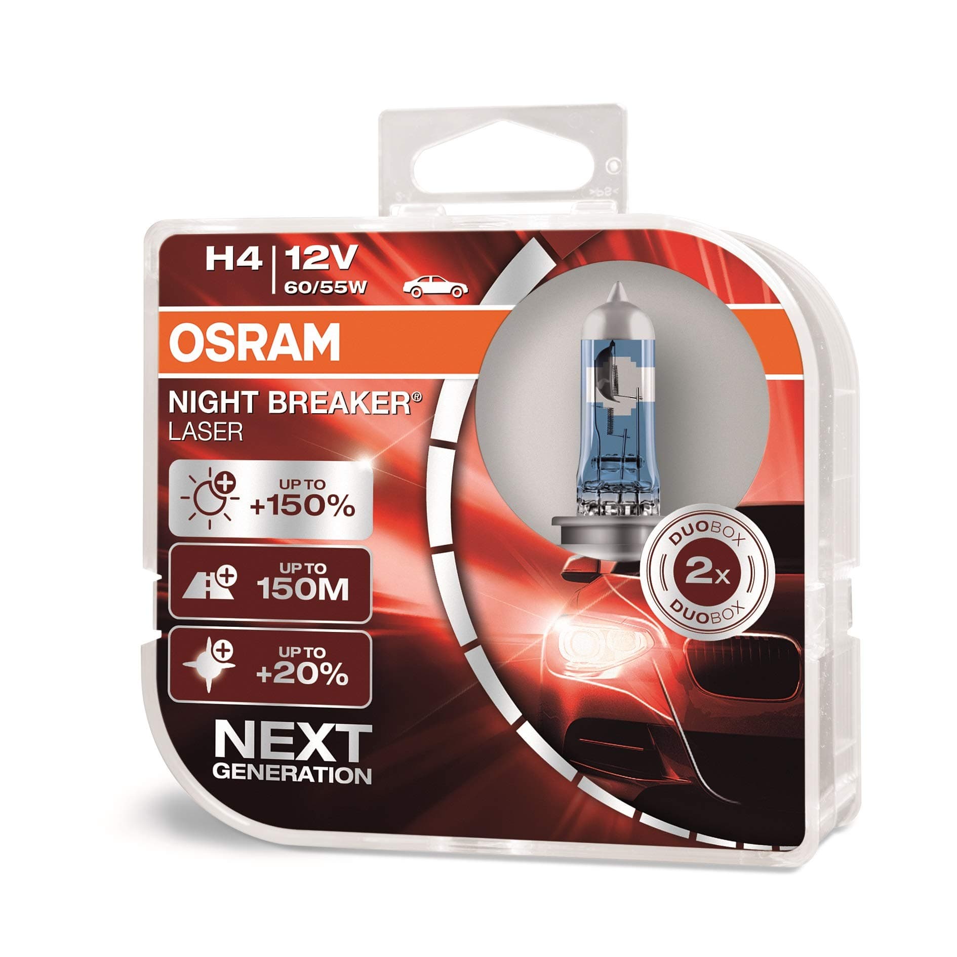 Osram H4 Night Breaker Laser Duo Box 64193NBL-HCB Light Next GEN (60/55W, 12V, 2 Bulb,yellow ,white)