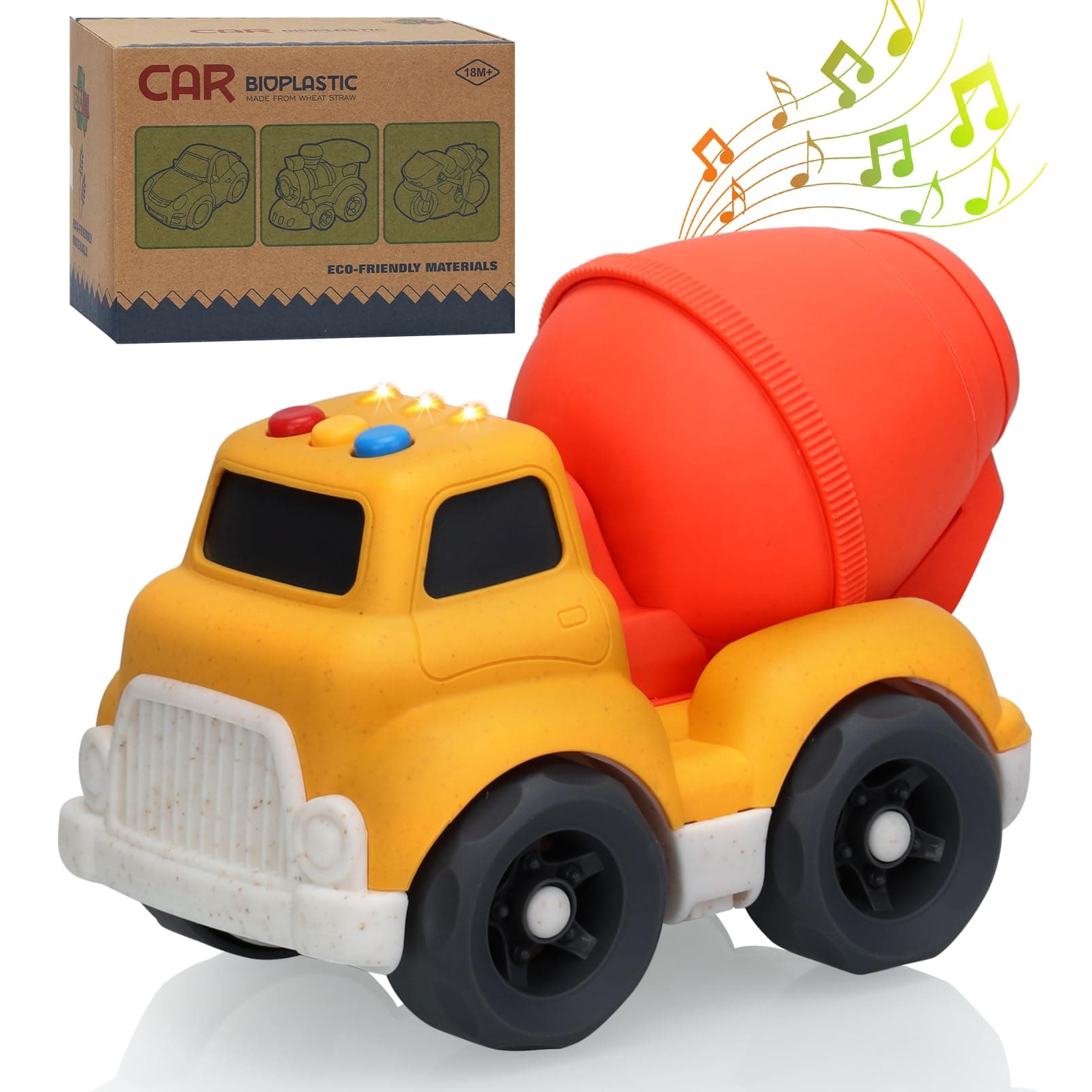 Toddler Car Toys for 1 2 3 Year Old, BPA Free Mixer Cement Truck Toys, Ideal, Easter Christmas Birthday Gifts for 18 Months+ Boy Girl