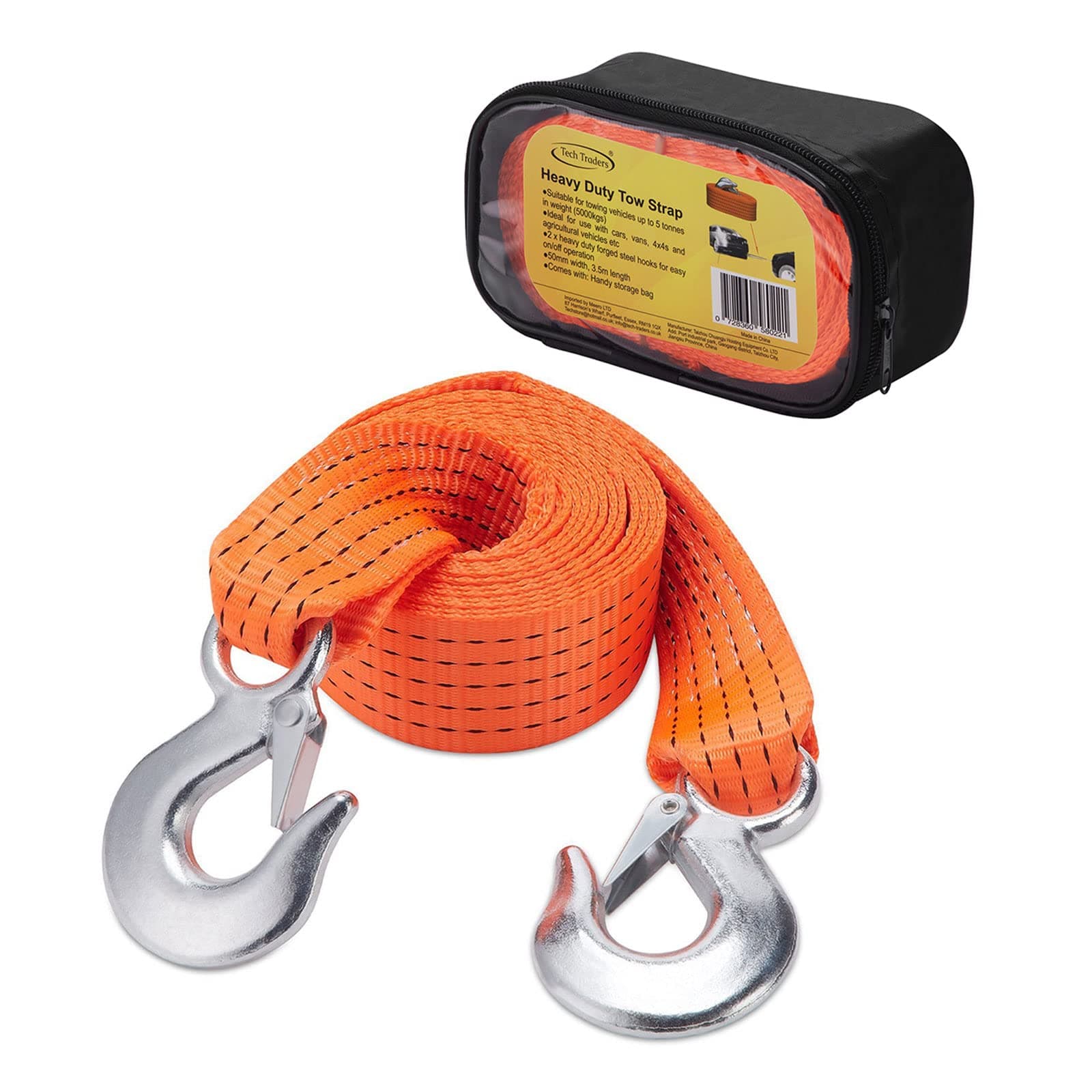 Heavy Duty Breakdown Recovery & Towing 5 Tonne Tow Belt Strap Rope (3.5m Long)