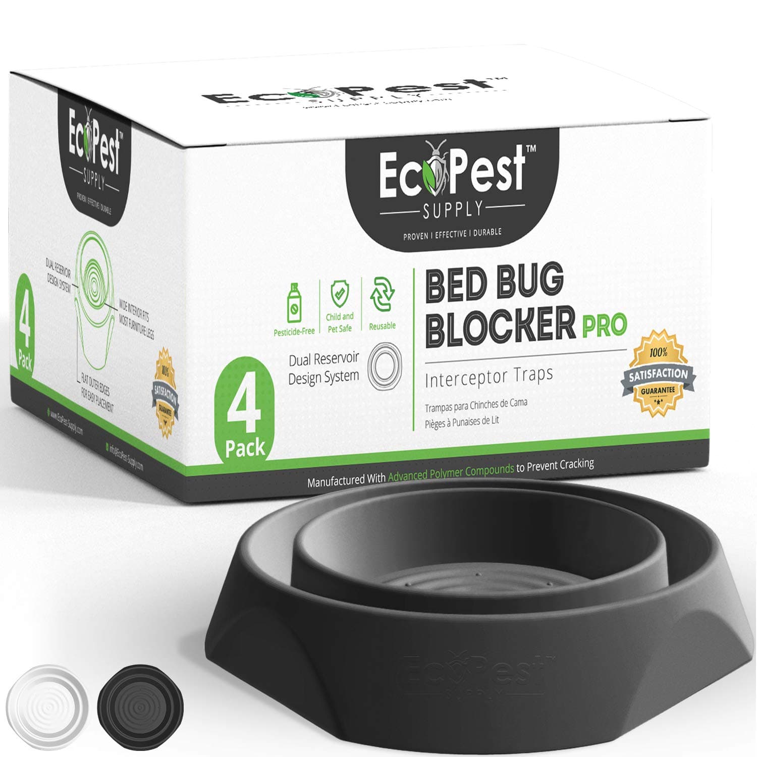 Bettwanzen Detektor - 4er Pack | Bed Bug Deterrent - 4 Pack | Bed Bug Blocker (Pro) Stopper (Black) | Traps Bugs to Bed Foot, Monitor and Detect