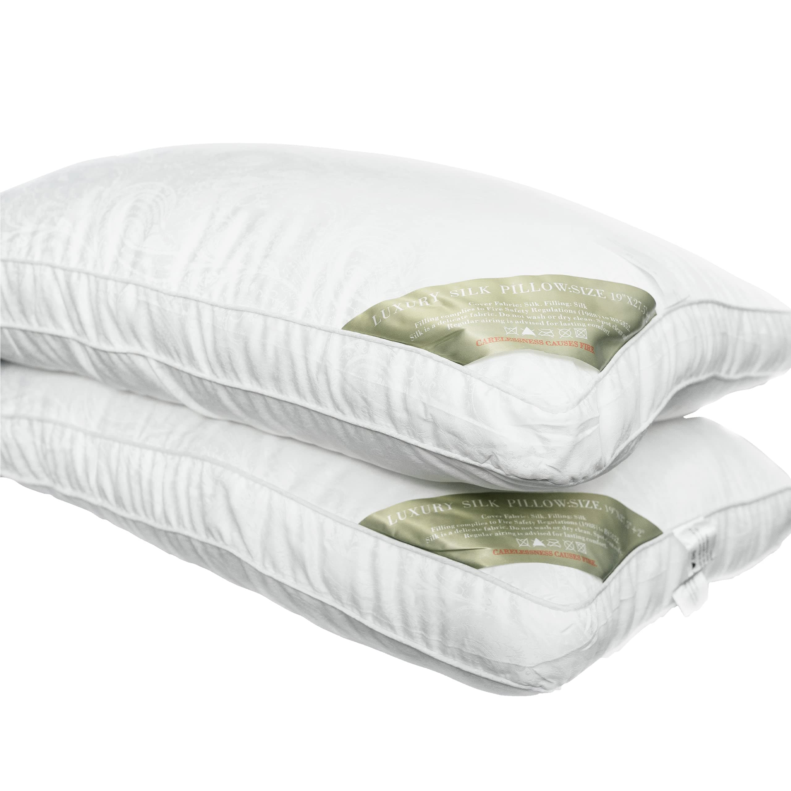 Premium Pillows Set - Standard Silk Pillow for Sleeping - Washable Bed Pillow - Comfortable & Breathable Cooling Pillow - Set of 2 by LuxBedCo