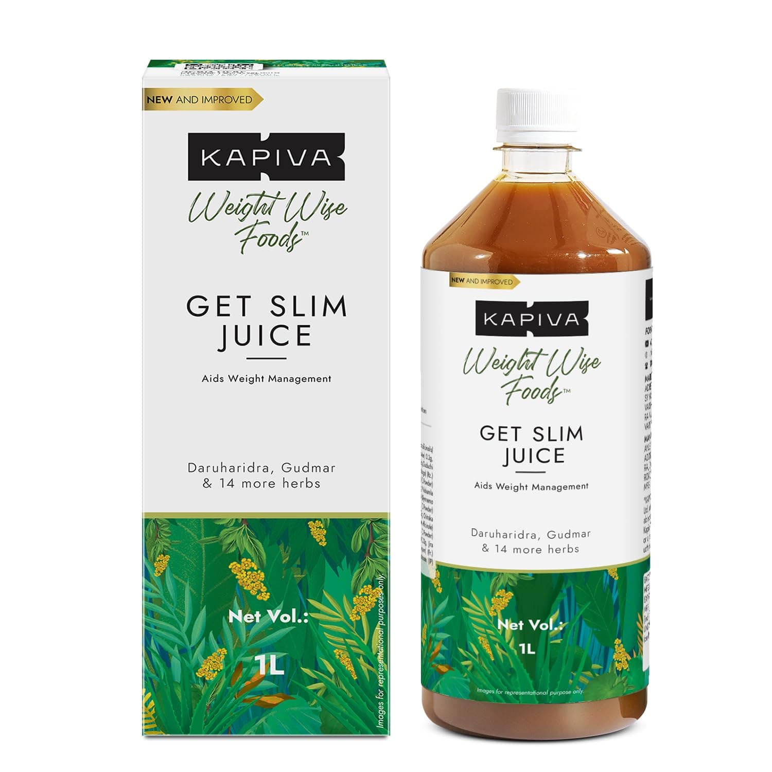 Kapiva Get Slim Juice - Healthy Weight Management Through 12 Ayurvedic Herbs Aids Metabolism and Digestion - 1L