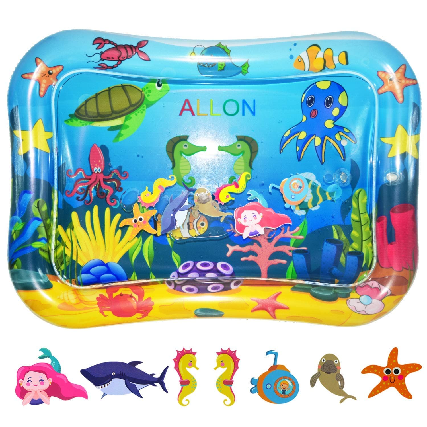 ALLON Tummy Time Baby Water Play Mat, Leakproof Inflatable Play Mats for Infants & Toddlers, Best Activity Centers Baby Sensory Toys for 3 6 9 Months