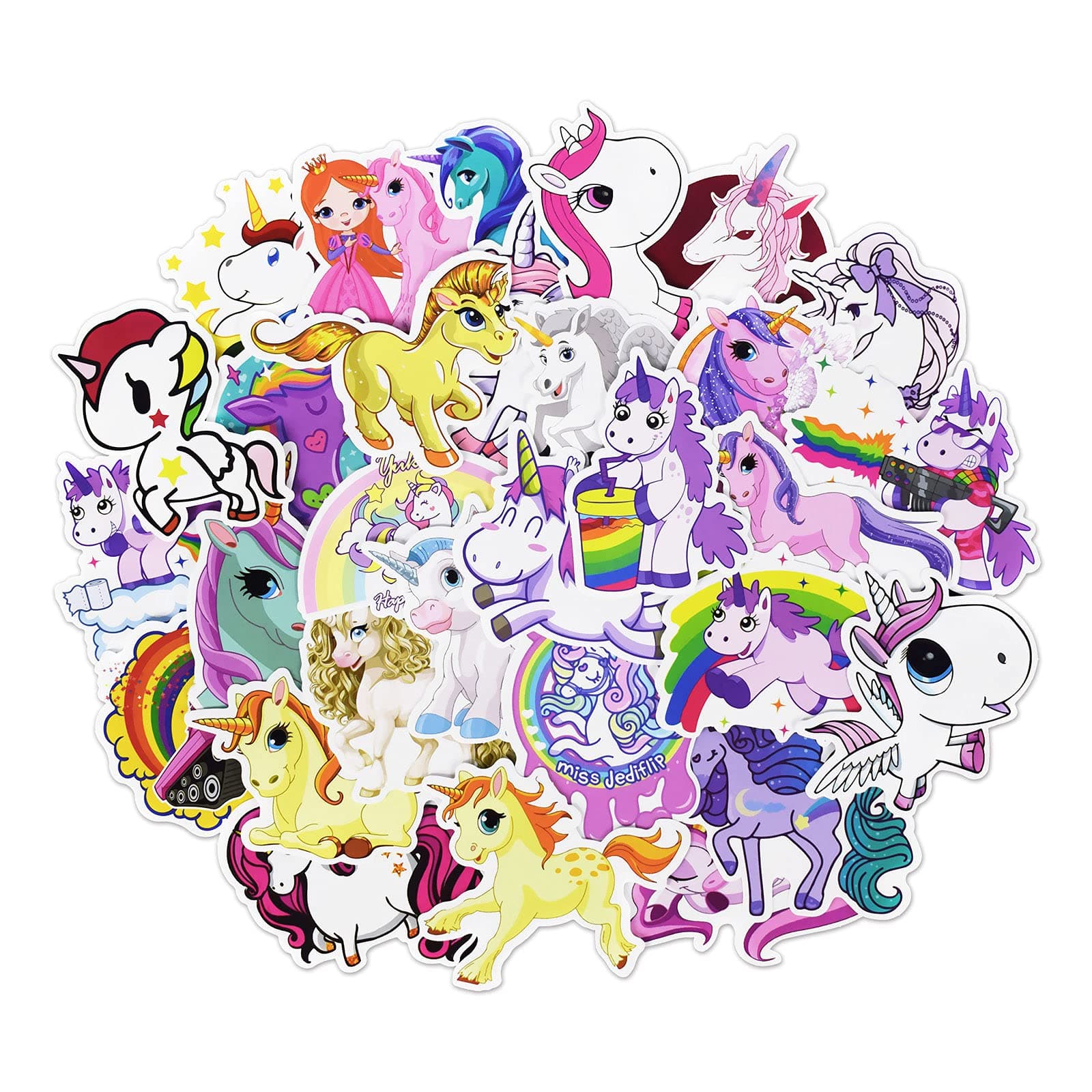 Laptop Stickers, Water Bottle Stickers for Hydro Flask Laptop Water Bottles Car Bumper Skateboard Guitar Bike Luggage Waterproof Vinyl Decals Cool Graffiti Stickers Pack (30 Pcs Unicorn Stickers)