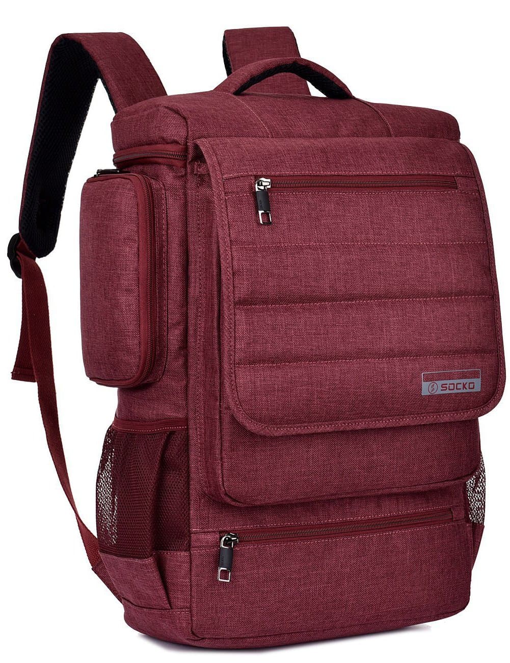 SOCKO Laptop Backpack 17 Inch Multifunctional Unisex Luggage & Travel Bags Knapsack,rucksack Backpack Hiking Bags Students School Shoulder Backpacks Fits Up to 17.3 Inch Laptop Macbook Computer,Red