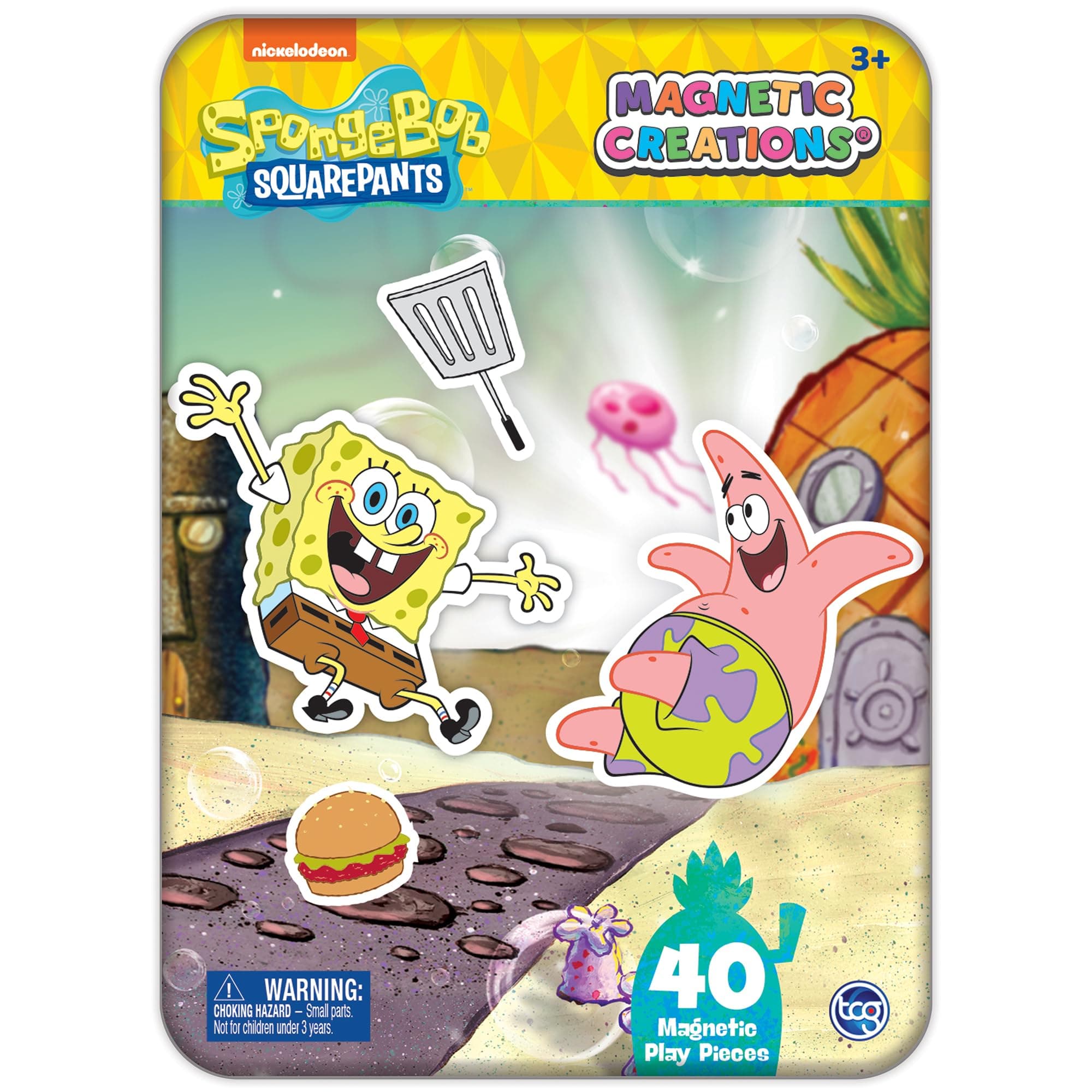 Spongebob Squarepants - Magnetic Creations Tin - Dress Up Play Set - Includes 2 Sheets of Mix & Match Dress Up Magnets with Storage Tin. Great Travel Activity for Kids and Toddlers!