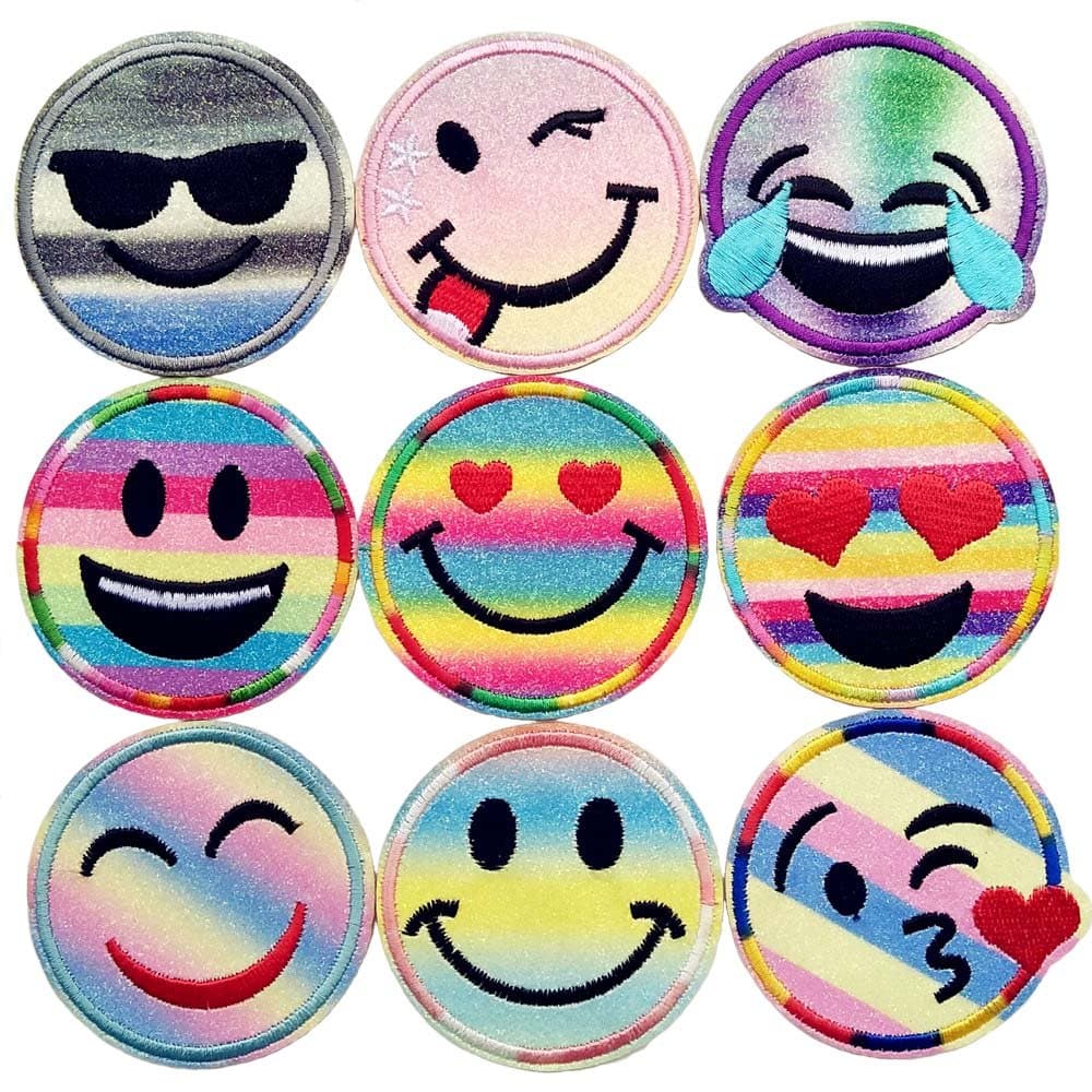 Qingxi Charm Assorted Expressions Sewing on/Iron on Embroidered Patches Clothes Dress Hat Pants Shoes Curtain Sewing Decorating DIY Craft Embarrassment Applique Patches (Expressions 18pcs)