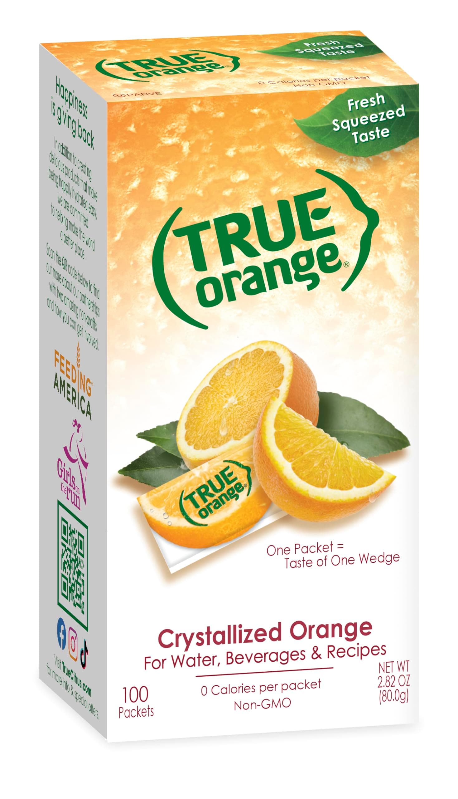 True Orange 100ct (Pack of 1) - Water Enhancer - Bulk Dispenser - 0 Calorie Drink Mix Packets For Water - Orange Flavoring Powder Packets