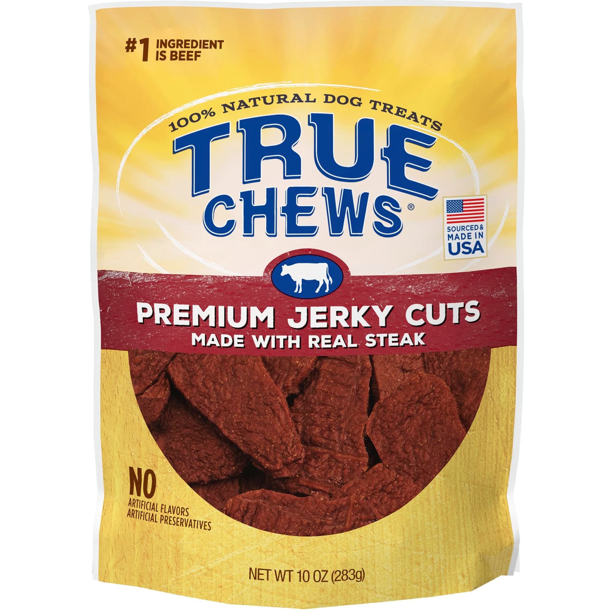 Blue BuffaloTrue Chews Premium Jerky Cuts Natural Dog Treats, Steak 10 oz bag