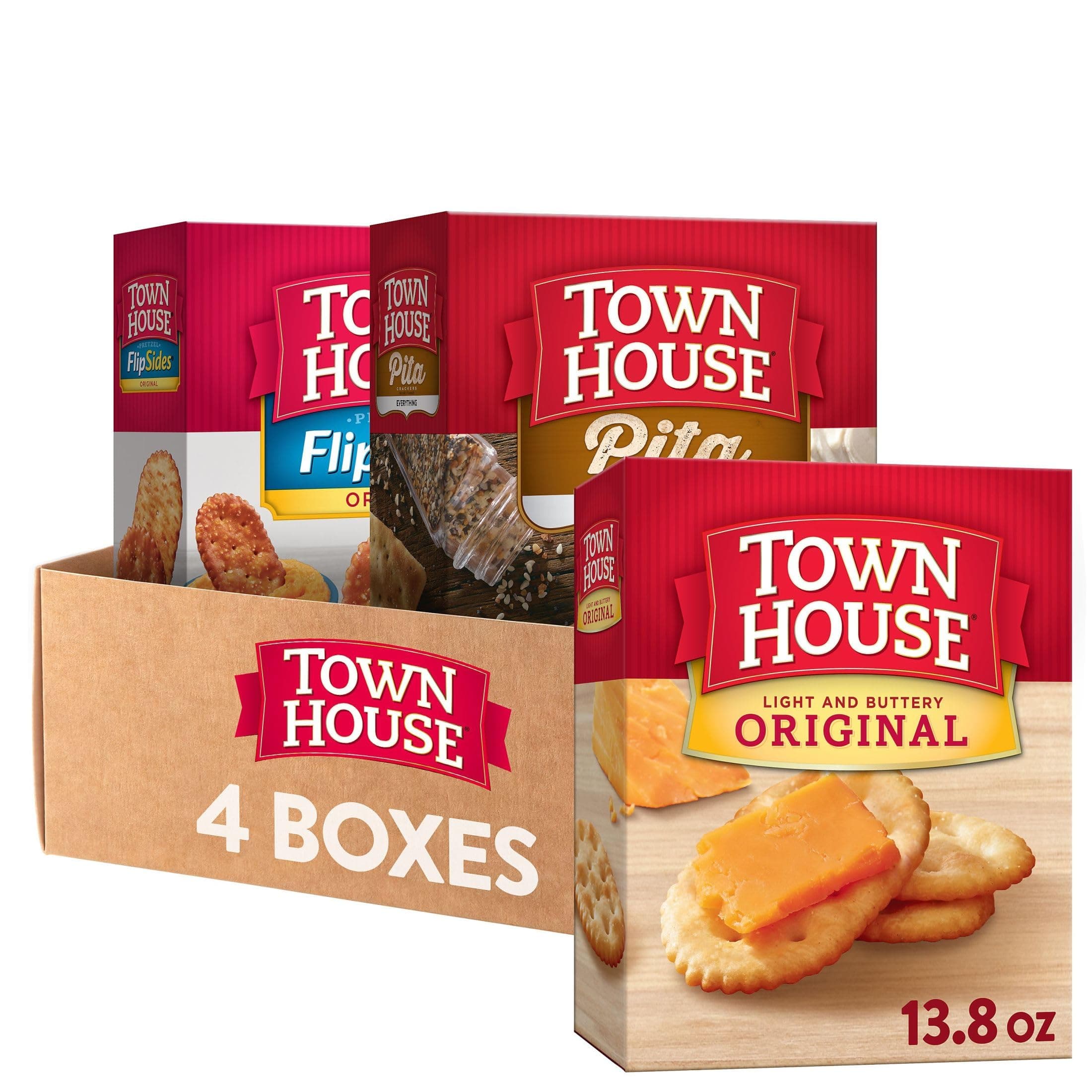 - Town House Crackers, 3-Flavor Variety Pack, 4 Boxes