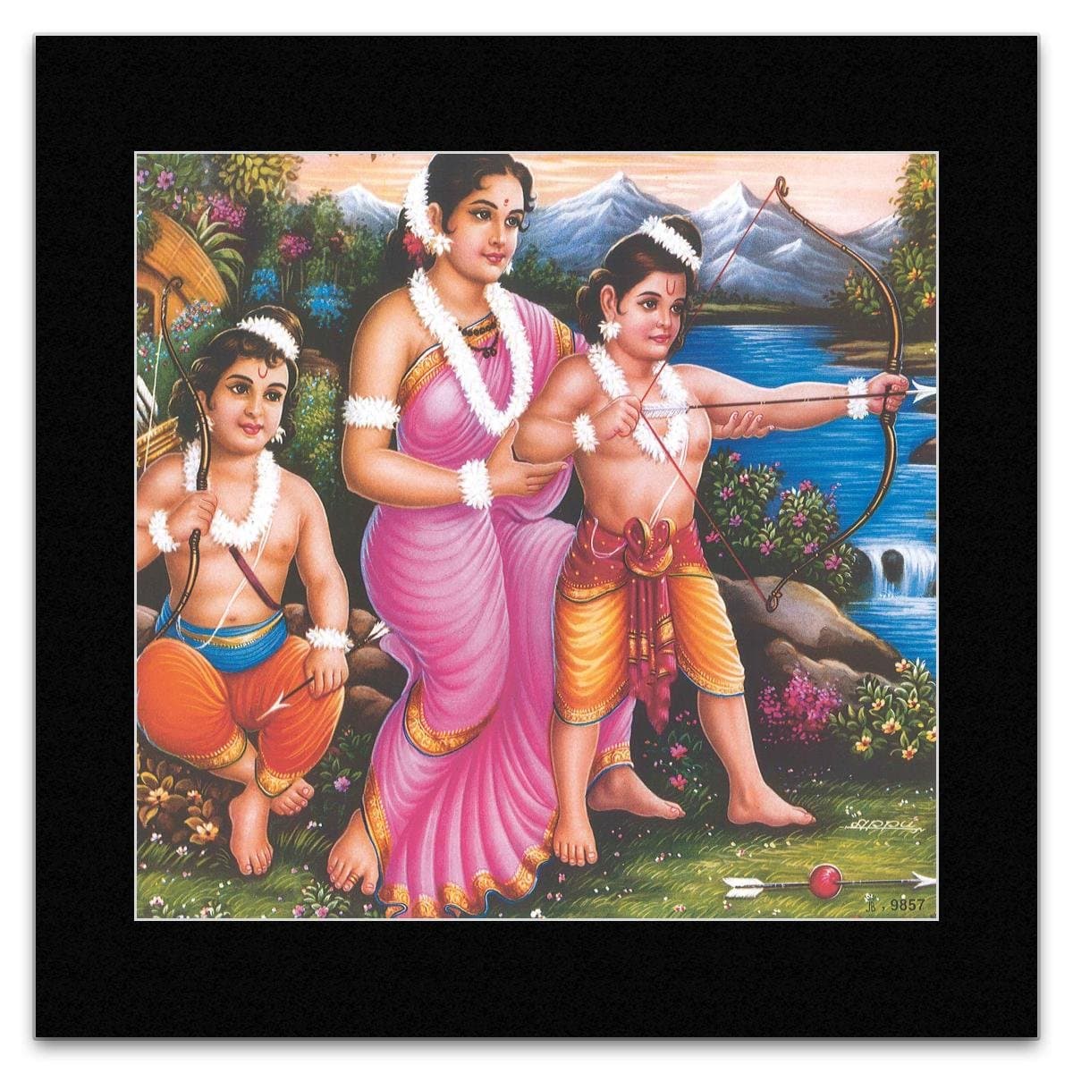 Blissful Company - Krishna And Sita Mini Poster - 40x40cm