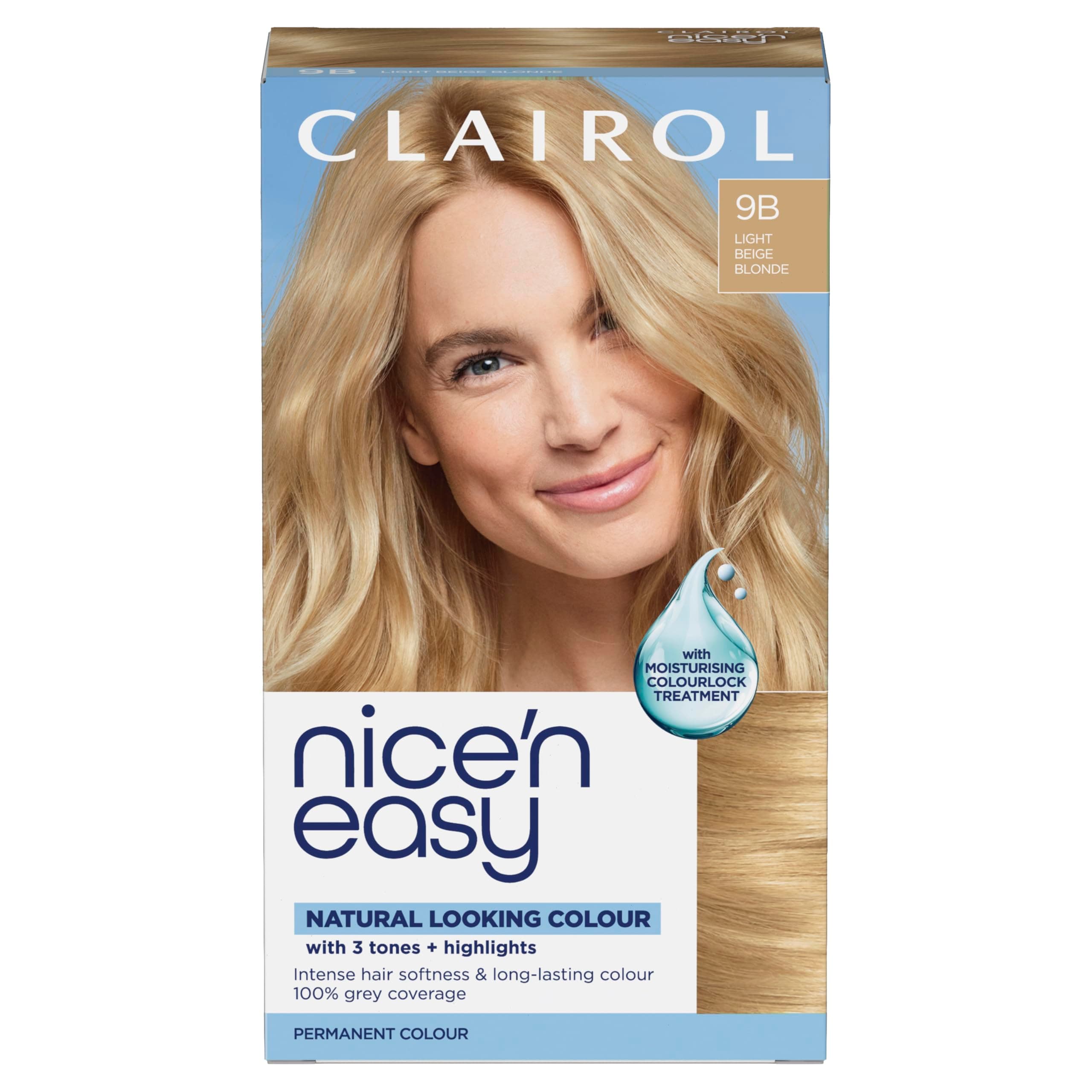 Clairol Nice'n Easy Crème, Natural Looking Oil Infused Permanent Hair Dye, 9B Light Beige Blonde