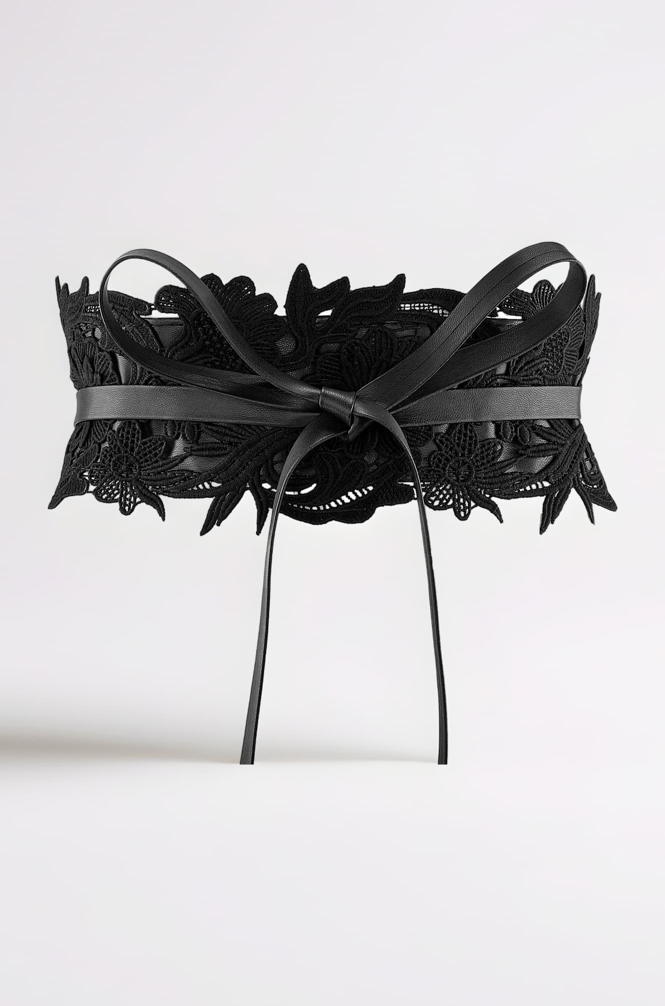 Ayliss Women's Lace Waist Belt Obi Bowknot Cinch Wide Belt Bow Tie Wrap Boho Corset Dress Waist Band Pu Leather