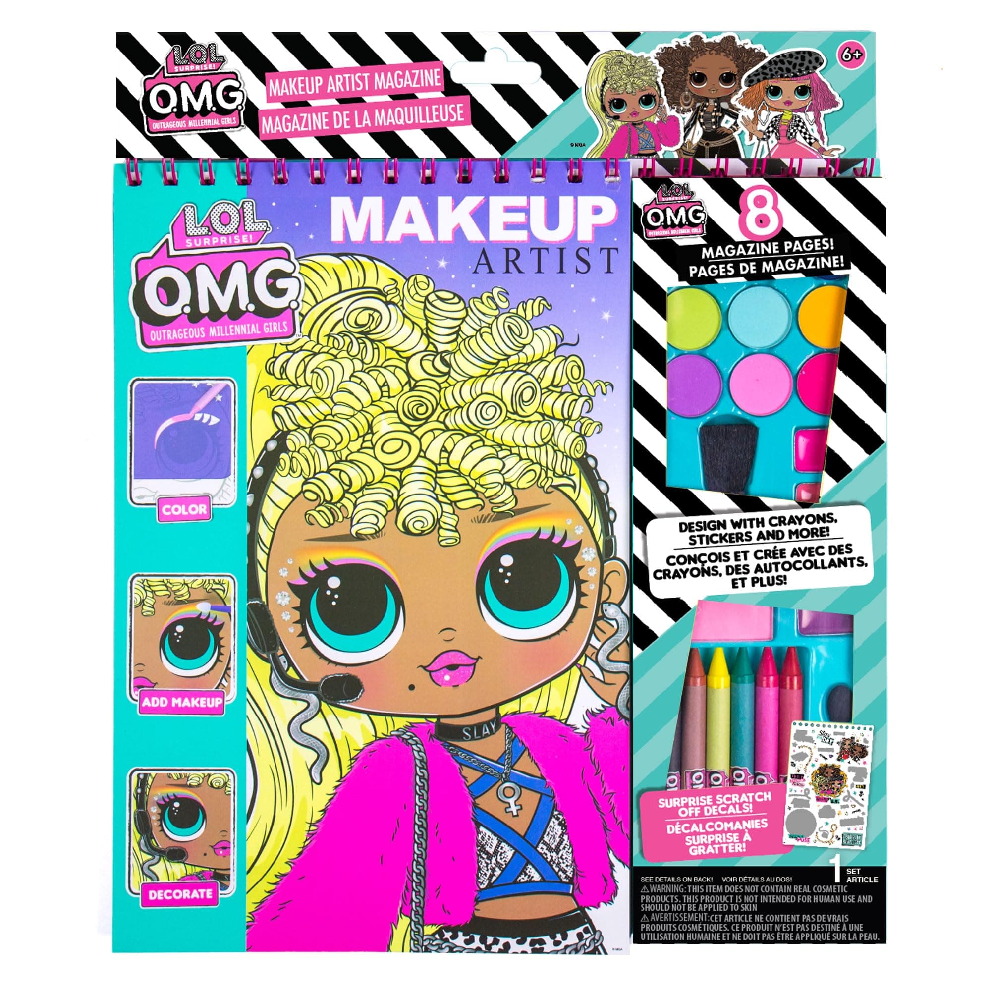LOL OMG Make-Up Artist Magazine DIY Craft Kit, Design with Crayons, Stickers & More.Create Fashionable Looks Using Over 130 Stencil Designs & 200 Stickers