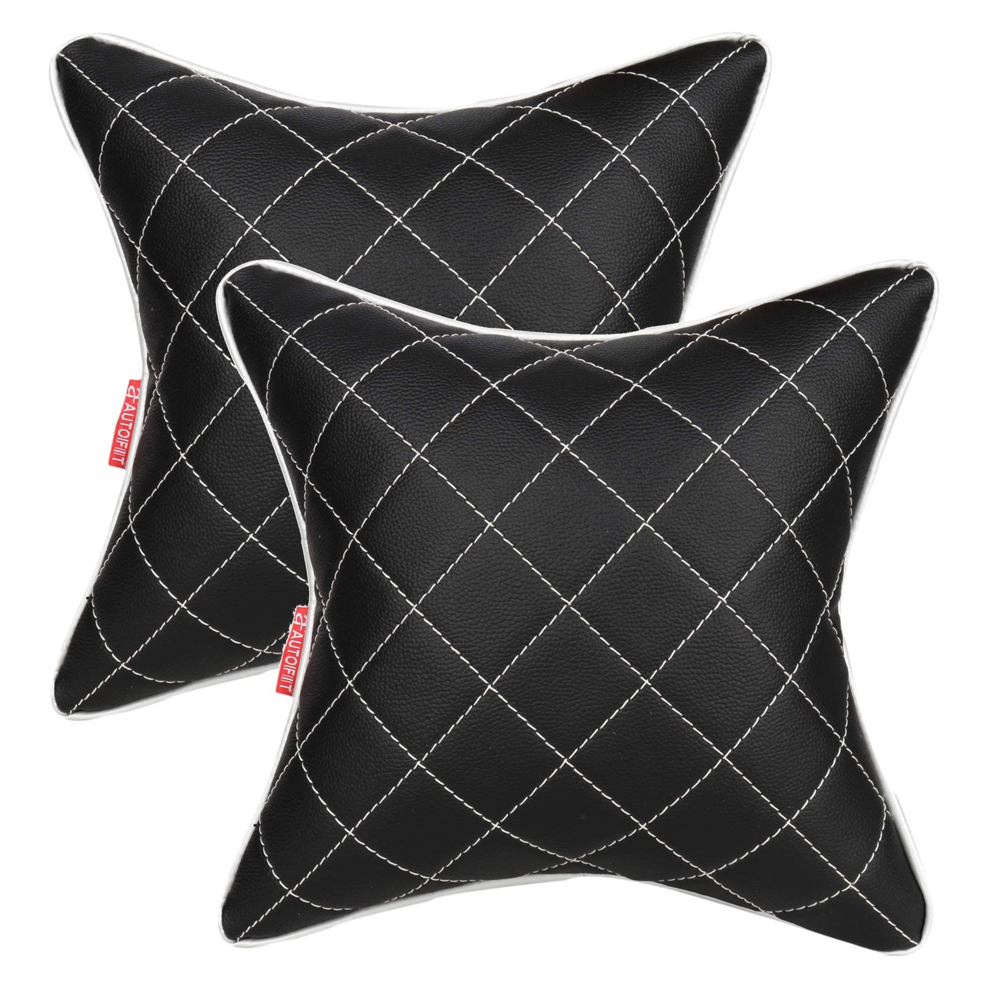 Double Quilted Car Cushion Combo Set Universal for All Cars (Set of 2 Pieces) Black and Silver
