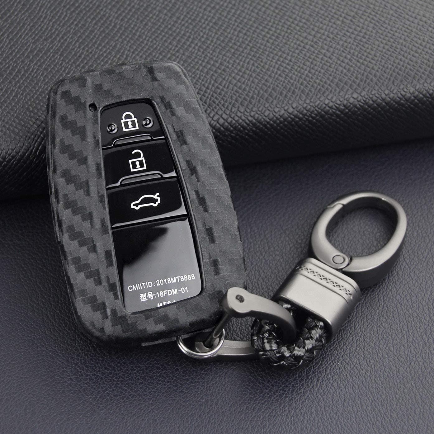 VSLIH Carbon Fiber Texture for Toyota Key Fob Cover Key Case Sleeve Protector Shell Keyless Remote Control Smart Key Holder for 2018 2019 Toyota Camry RAV4 Avalon C-HR Prius Corolla Accessori