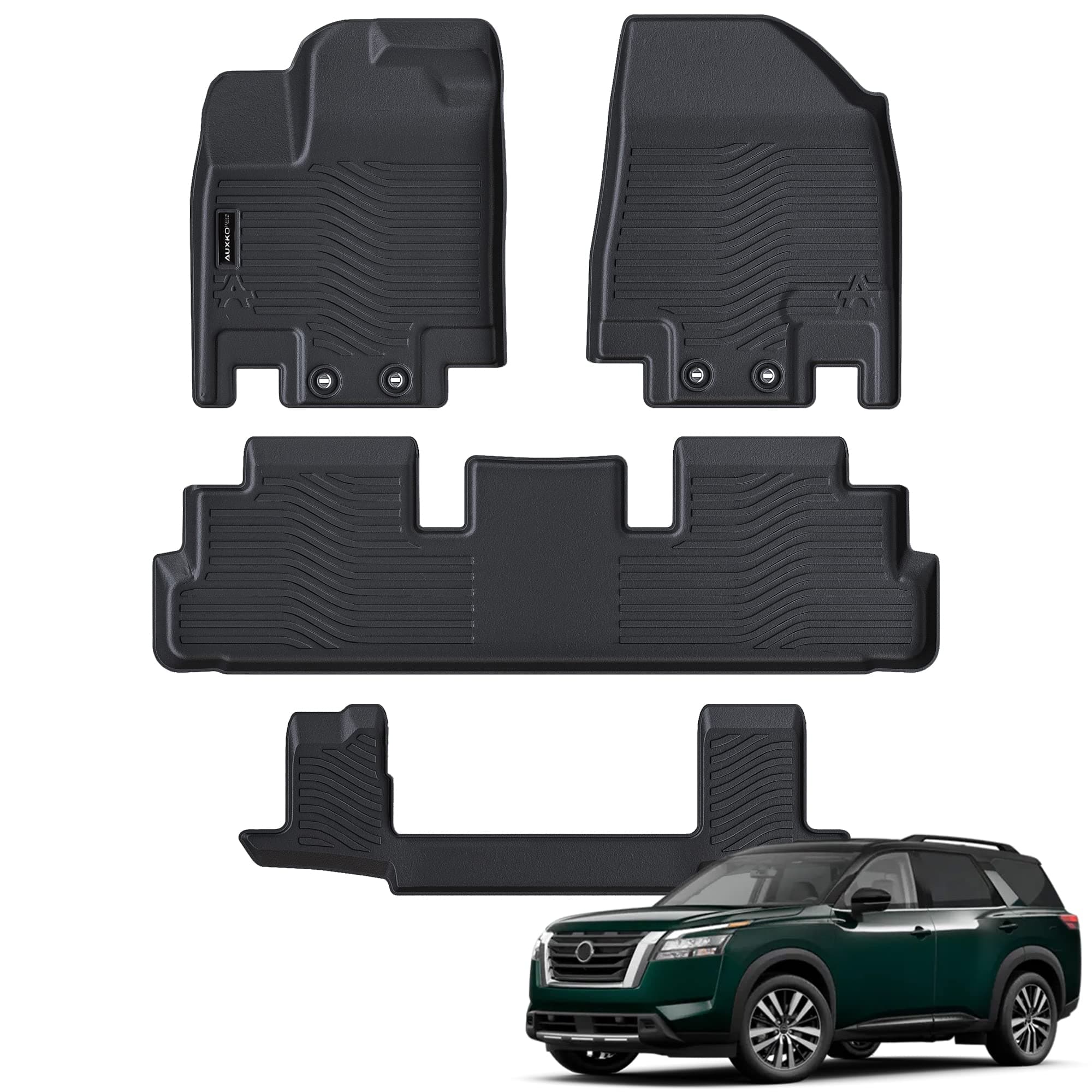 All Weather Floor Mats Fit for Pathfinder 7 Seat 2026 2025-2022 TPE Rubber Liners Set Pathfinder Accessories All Season Guard Odorless Anti-Slip Floor Mats 3 Row