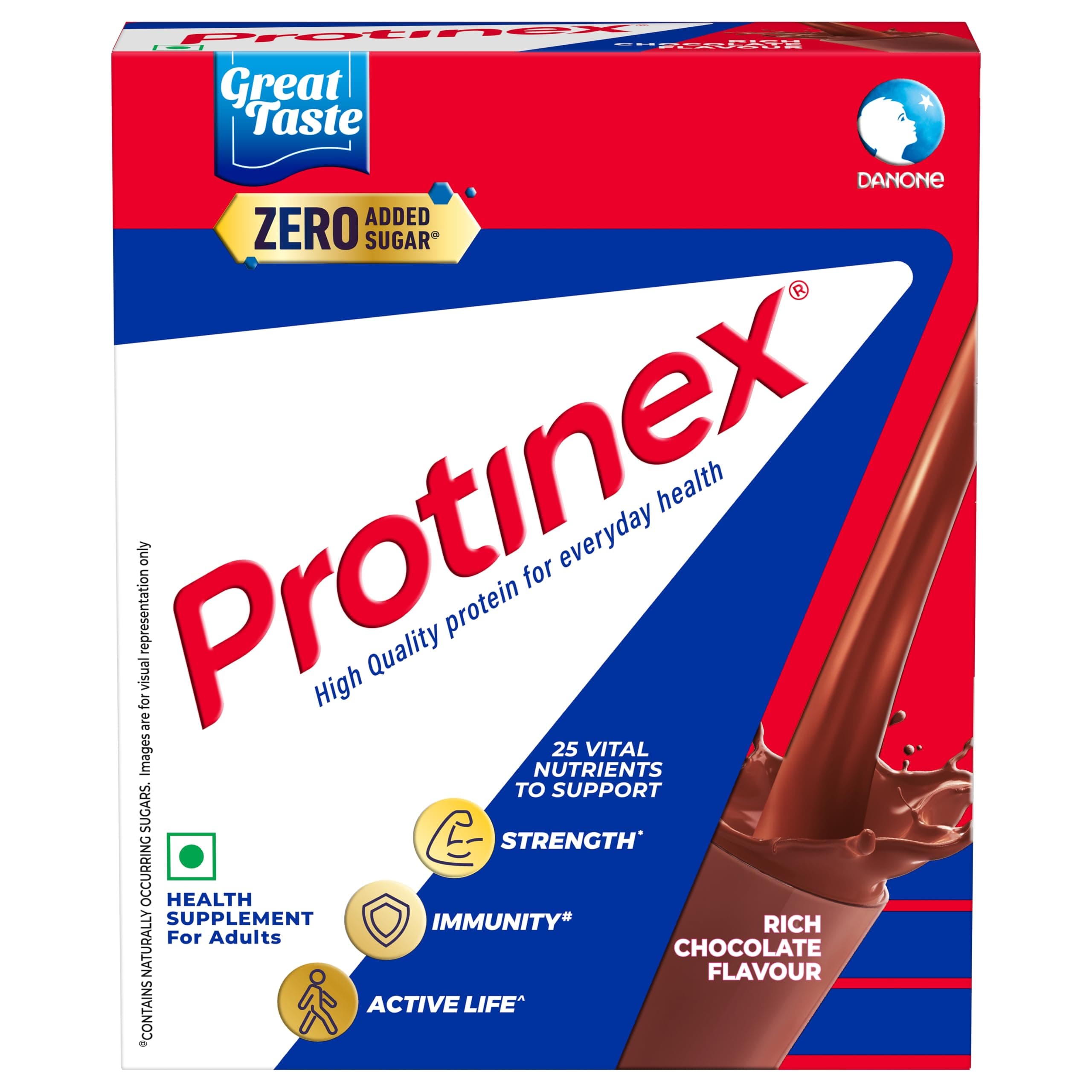 Protinex Health Supplement And Nutritional Protein Mix For Adults - (Rich Chocolate Flavor, 250 Gms, BIB) with 25 Vital Nutrients to Support Strength, Immunity & Active Life