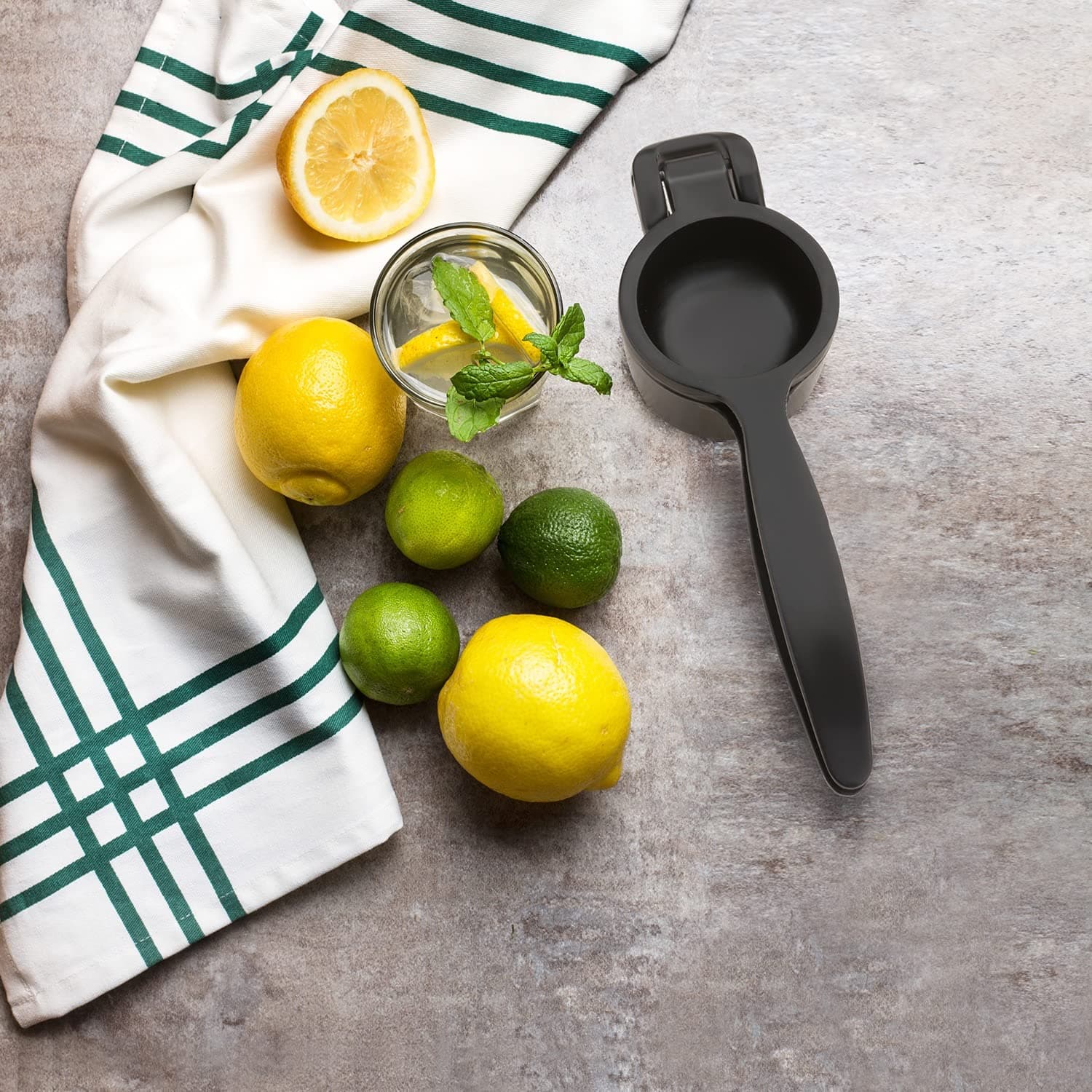 Shyam Export Lemon Squeezer Hand Press Metal Lime Juicer for Fruits, Lemons & Limes_Aluminium With Black Coating