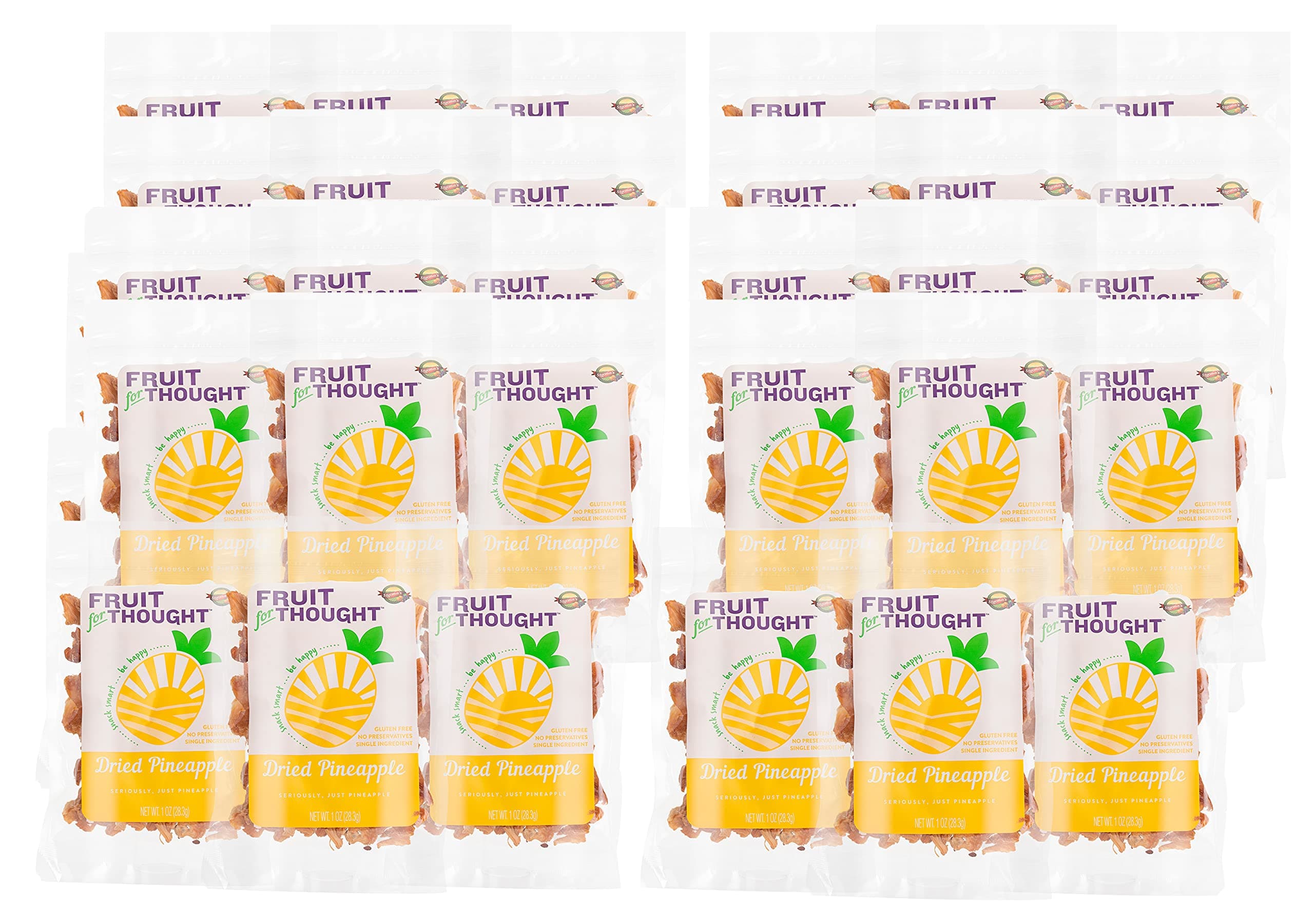 Fruit for Thought Dried Pineapple | Dried Fruit Snack Packs Ideal for the Family | At Home, Work, or On The Go | 1 Ounce Bags Pack of 48