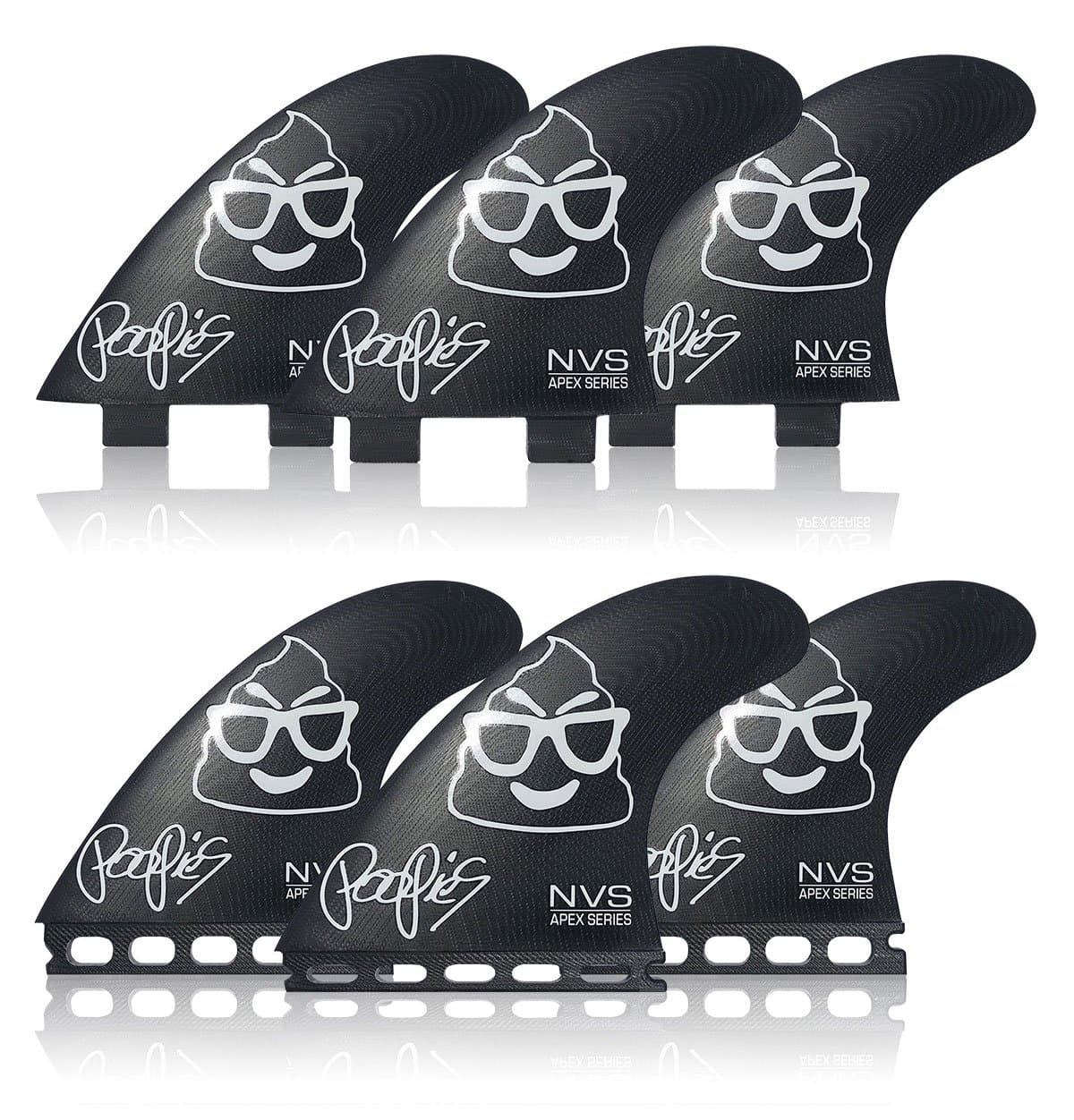 Naked Viking Surf Medium Poopies Apex Series Surfboard Fins, (Set of 3) FCS & Futures
