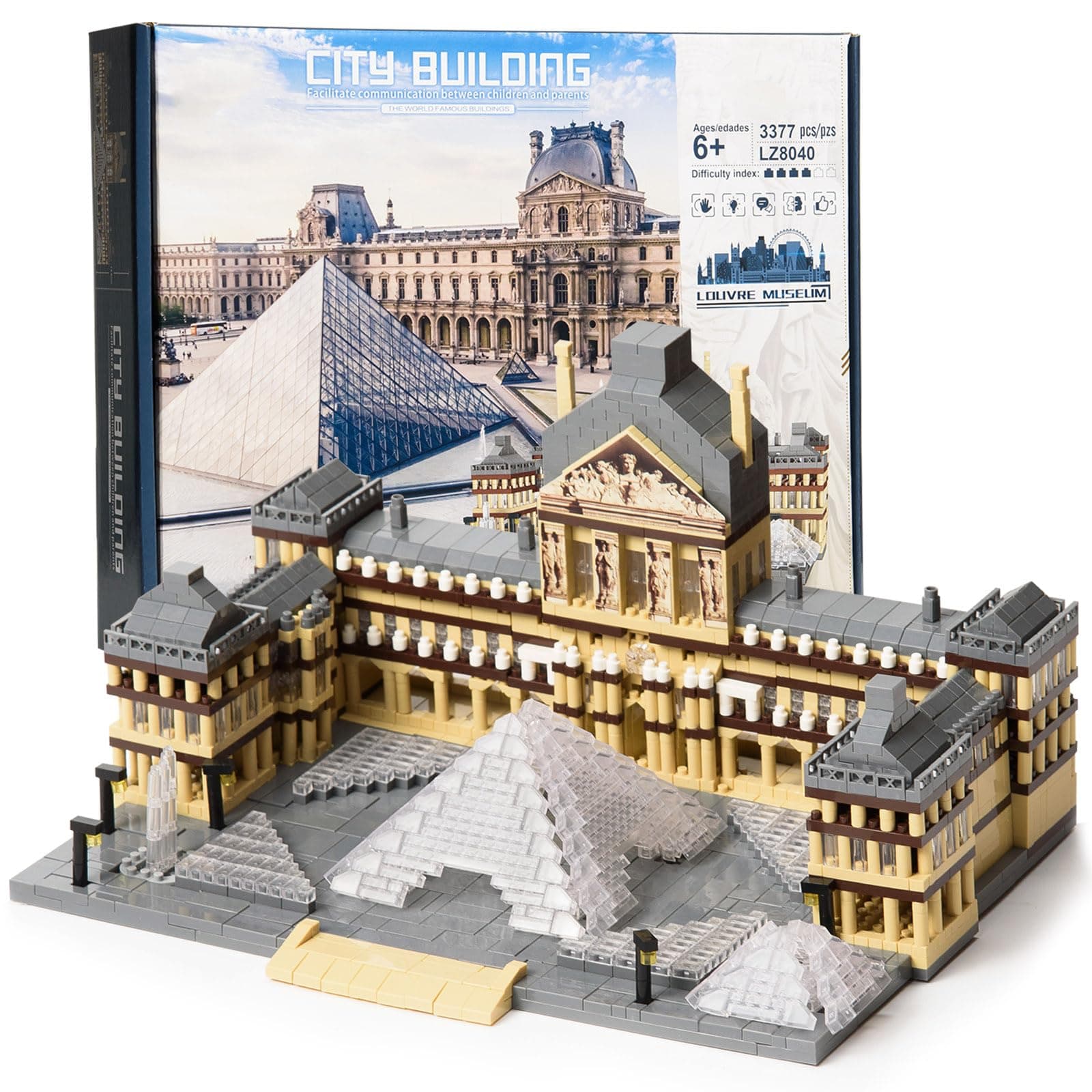Paris Louvre Micro Blocks Set, 3377pcs World Architecture Mini Diamond Blocks Bricks, Building Toy 3D puzzle for Adults 14+ Teens