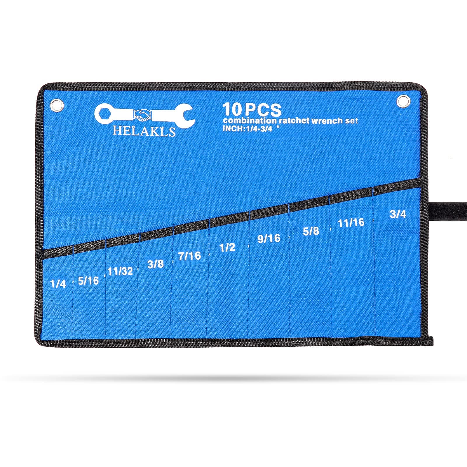 10 Pockets SAE Wrench Tool Roll Up Pouch Utility Heavy Duty Canvas Tool Organizers Bag Blue