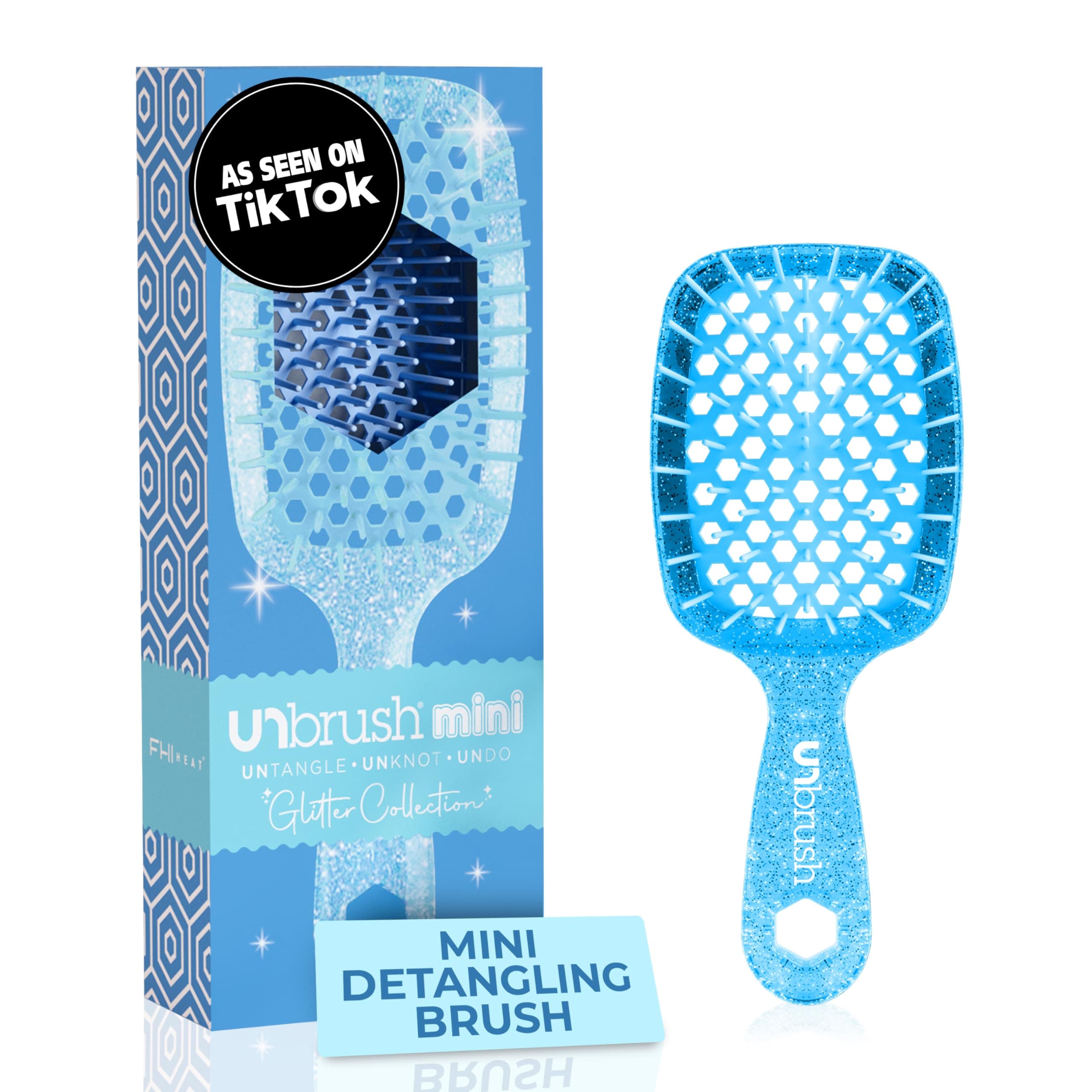 FHI HEAT UNbrush MINI Wet & Dry Vented Detangling Hair Brush, Sapphire Blue