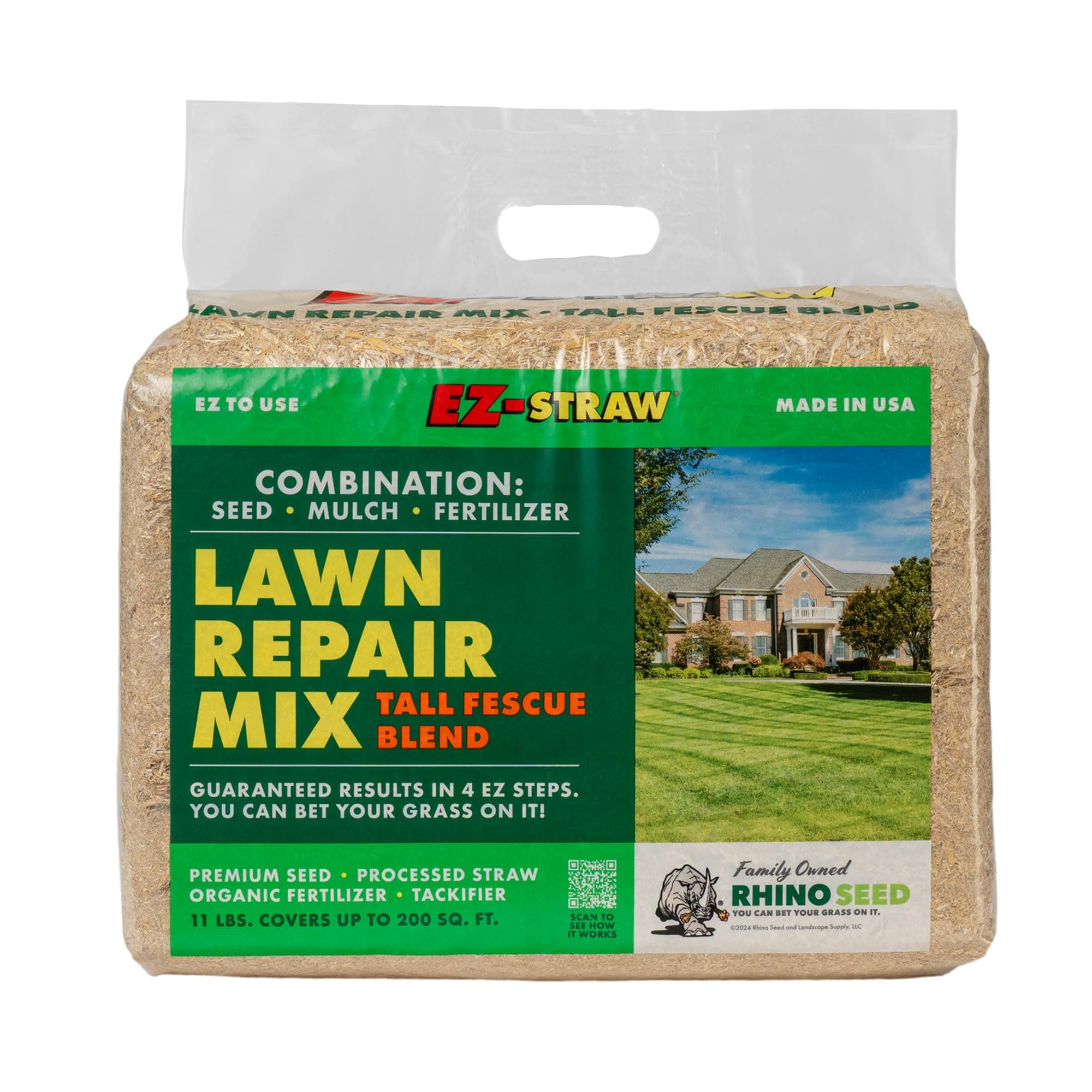 EZ Straw Lawn Repair Mix Tall Fescue Blend - Seed, Mulch and Fertilizer Combination, 11lbs (Covers 200sq ft.)