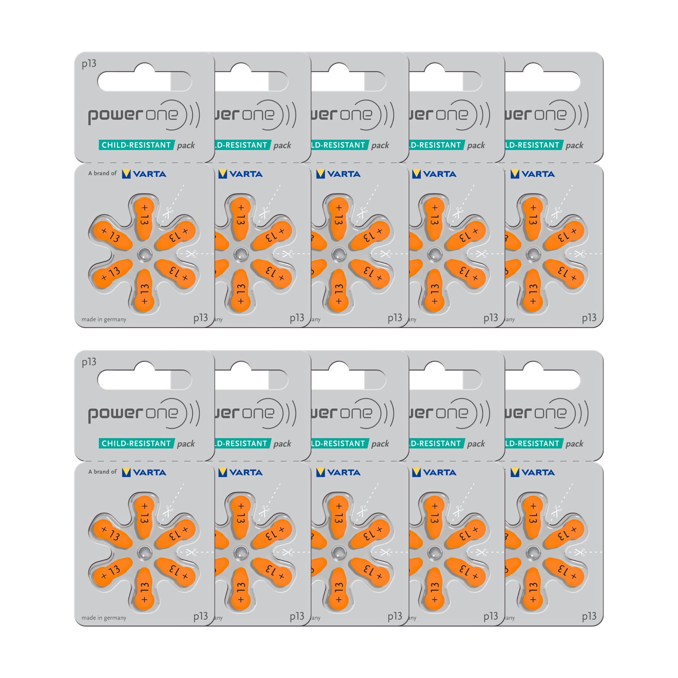 60 Powerone Mercury Free Hearing Aid Batteries Size: 13 By Powerone