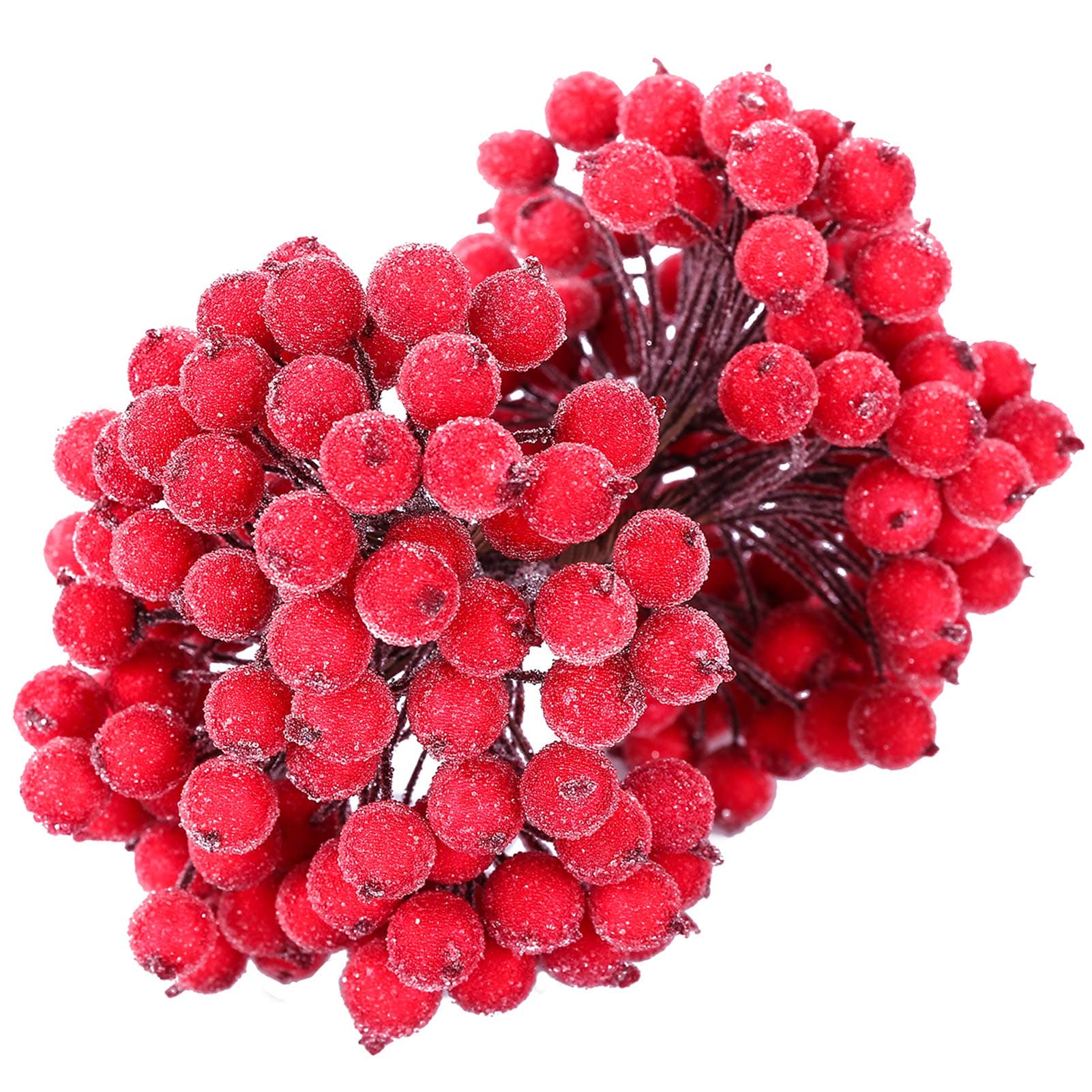 MELLIEX 200 Artificial Frosted Holly Berries Mini Christmas Frosted Fruit Berry Flower for Christmas Tree Decoration and Wreath & Garland Making