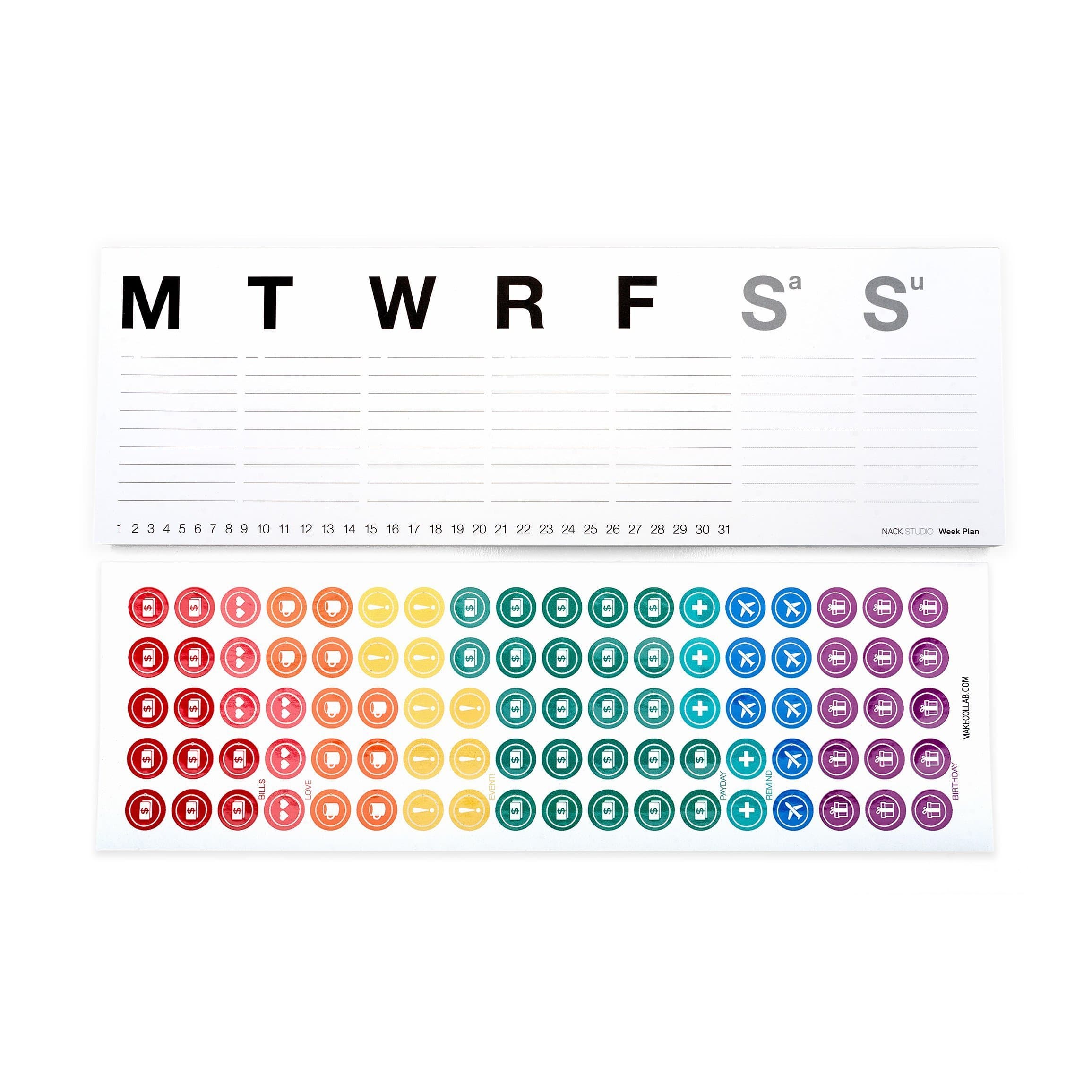 MAKE Week Plan - Weekly Planner Pad with 90 Stickers