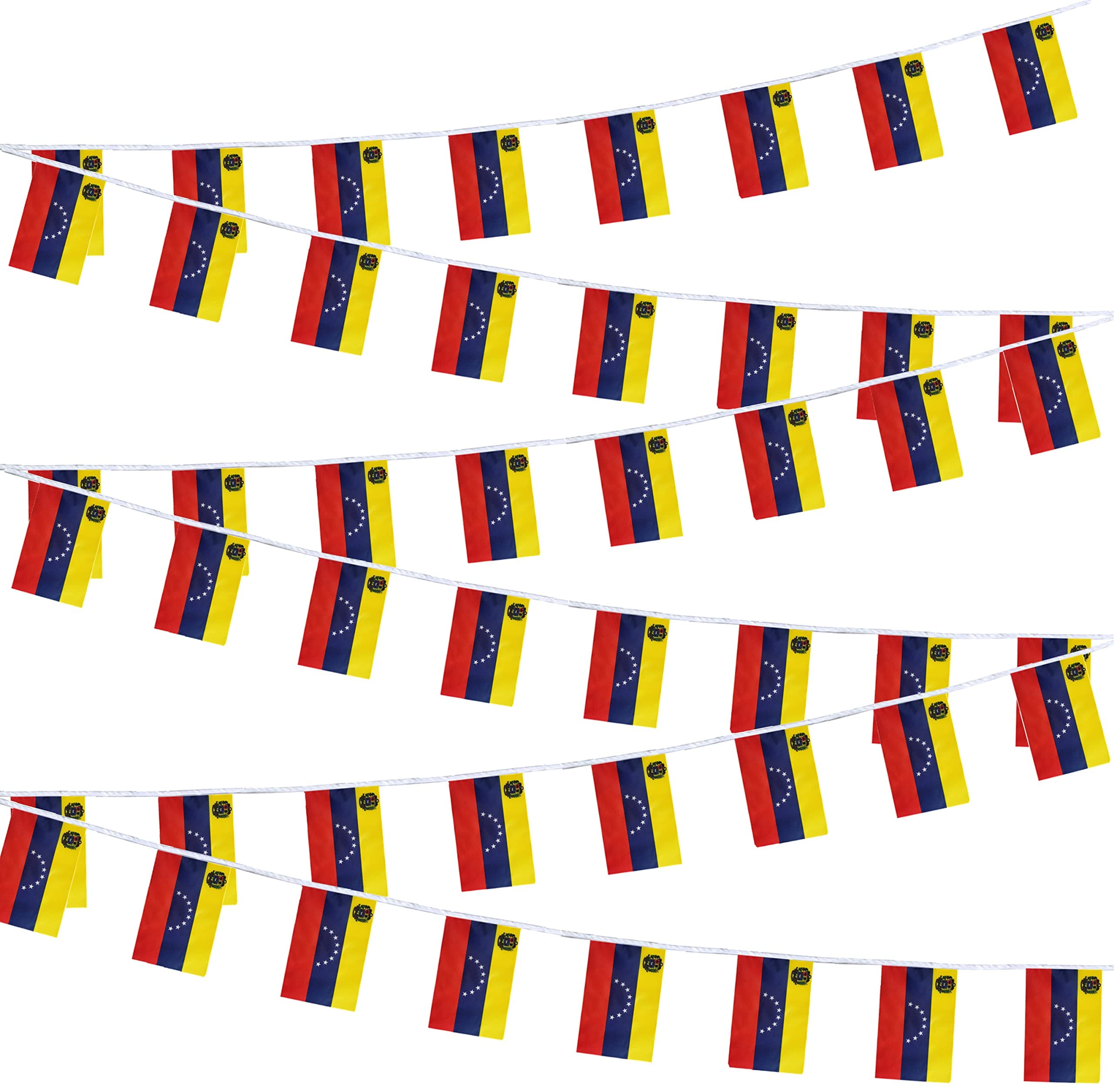 Venezuela Venezuelans Small Mini String Banner Flags Miniature Venezuela Banners For Grand Opening, Grand Opening Sports Celebration Decorations (50 Feet 38 Flags)