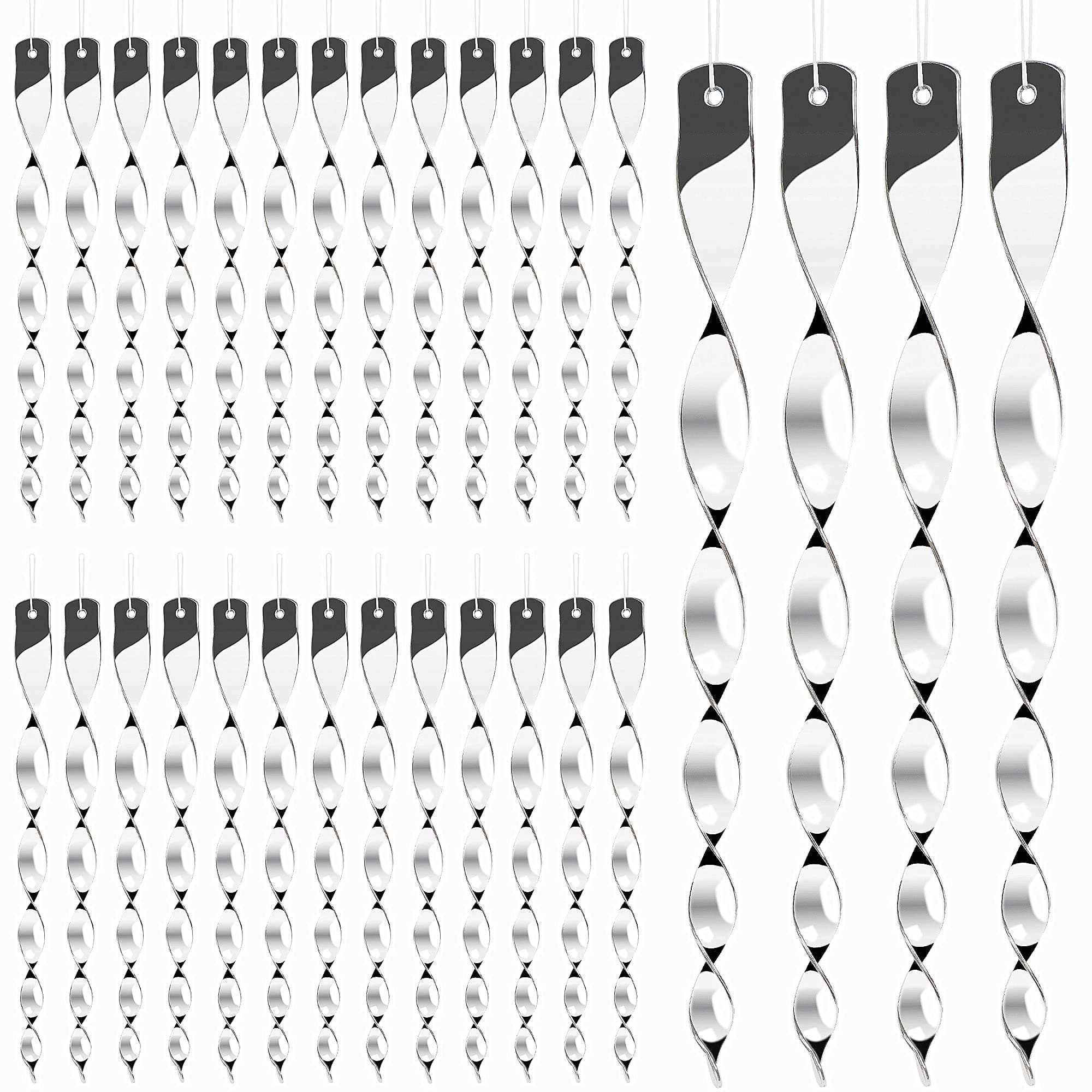 30 Pack Bird Deterrents for Outside, Bird Repellent Hanging Silver Plastic Reflectors Scare Rods, Garden Decorative Reflective Scare Birds Away, Like Woodpeckers, Pigeons and Geese