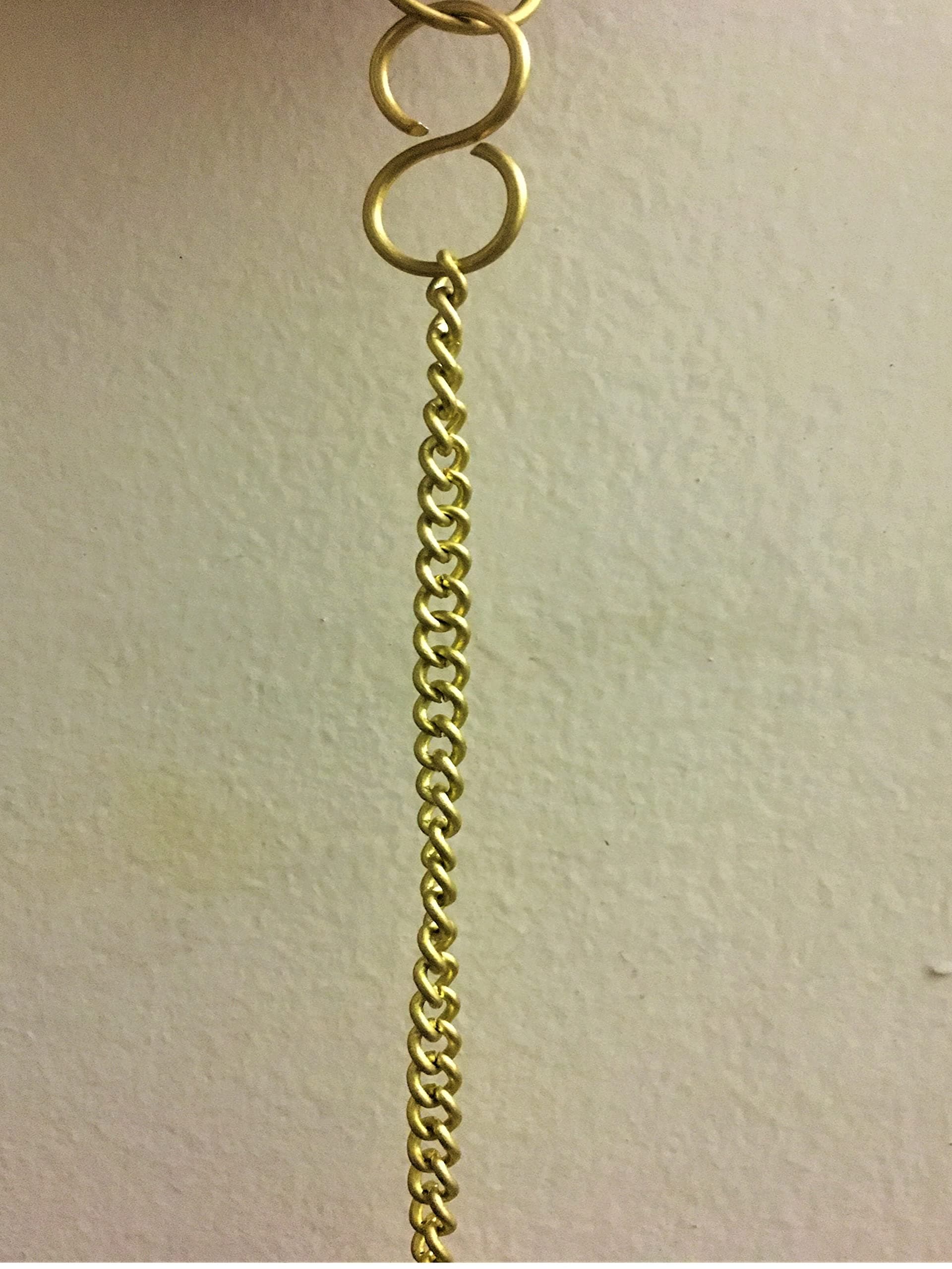 UAPAN Brass Chain for Hanging Bell Diya with S hook I 2 meter thick chain I Gold I For Temple, Door Entrance, Decor
