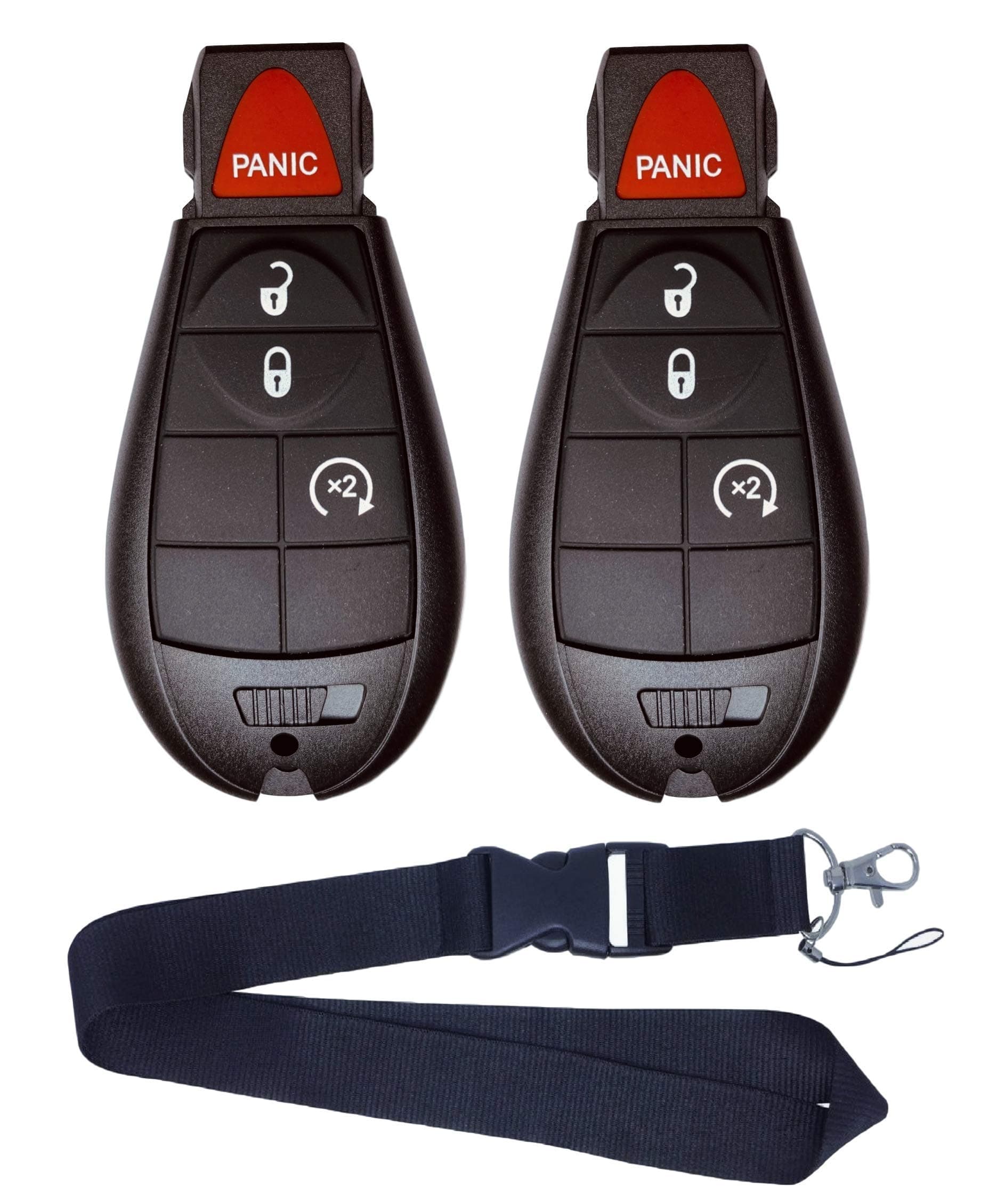Pair of Electronic Keyless Entry Remotes Fob FOBIK Compatible With Dodge Ram 1500 2500 3500 Truck Pickup 2009 2010 2011 2012 Journey Challenger Grand Car (FCC ID: IYZ-C01C) 4 button + ONE FREE LANYARD