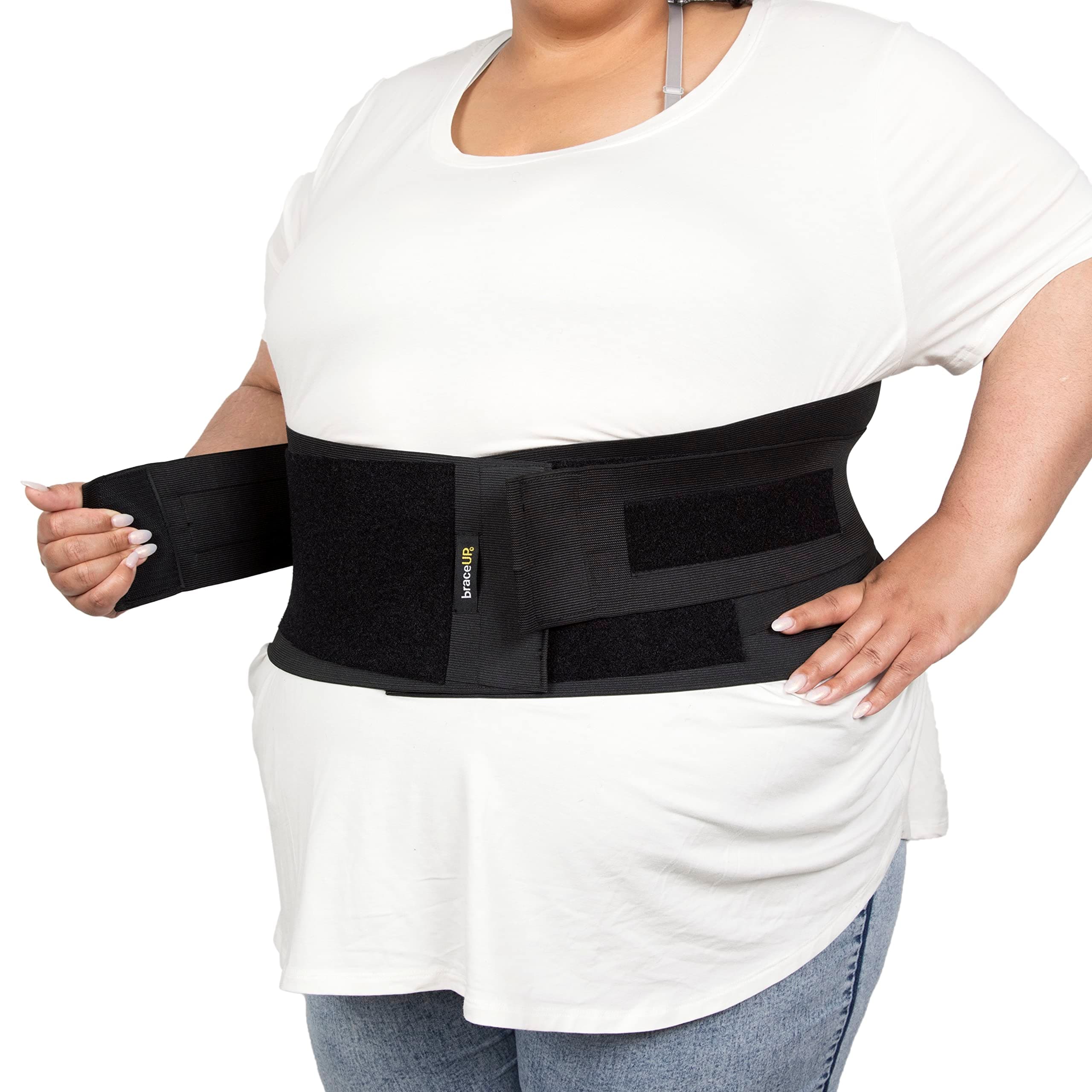 BraceUP Plus Size Back Brace for Woman and Man - Extra Large Lower Back Support with Straps and Compressions, Back Pain Relief, Abdominal Plus Size Binder (3XL 52-62 In)