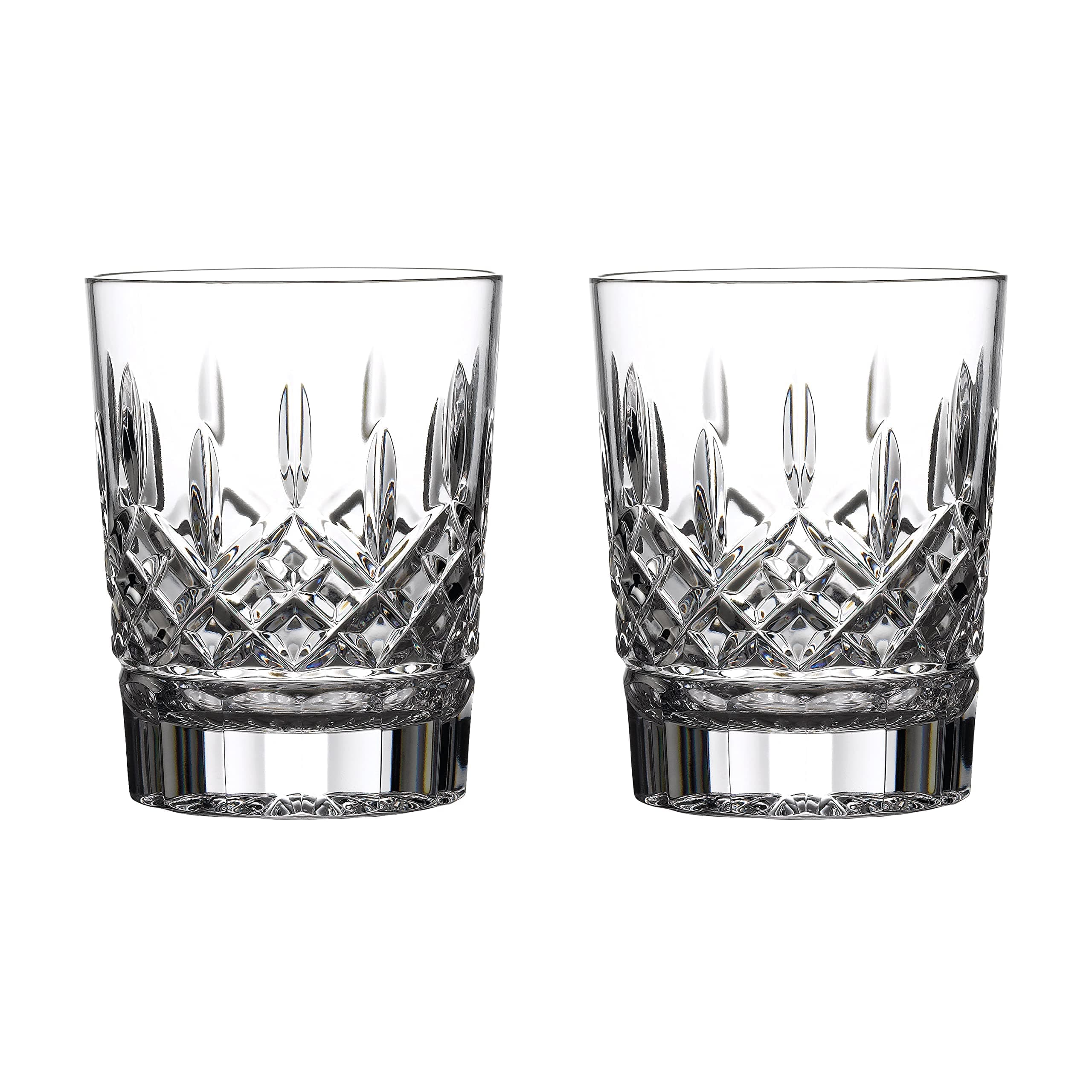 Crystal Lismore Double Old Fashioned Cut Glass Tumblers Set of 2 A