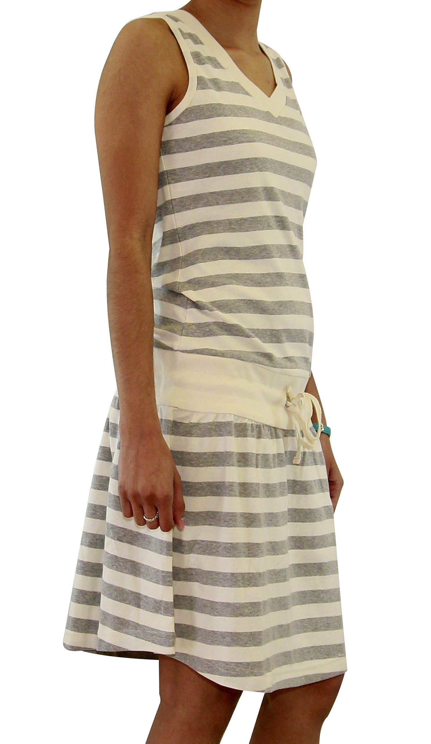 Euro Design Ladies Casual Cotton Summer Beach Cover-up Sun Dress (Small, Grey)