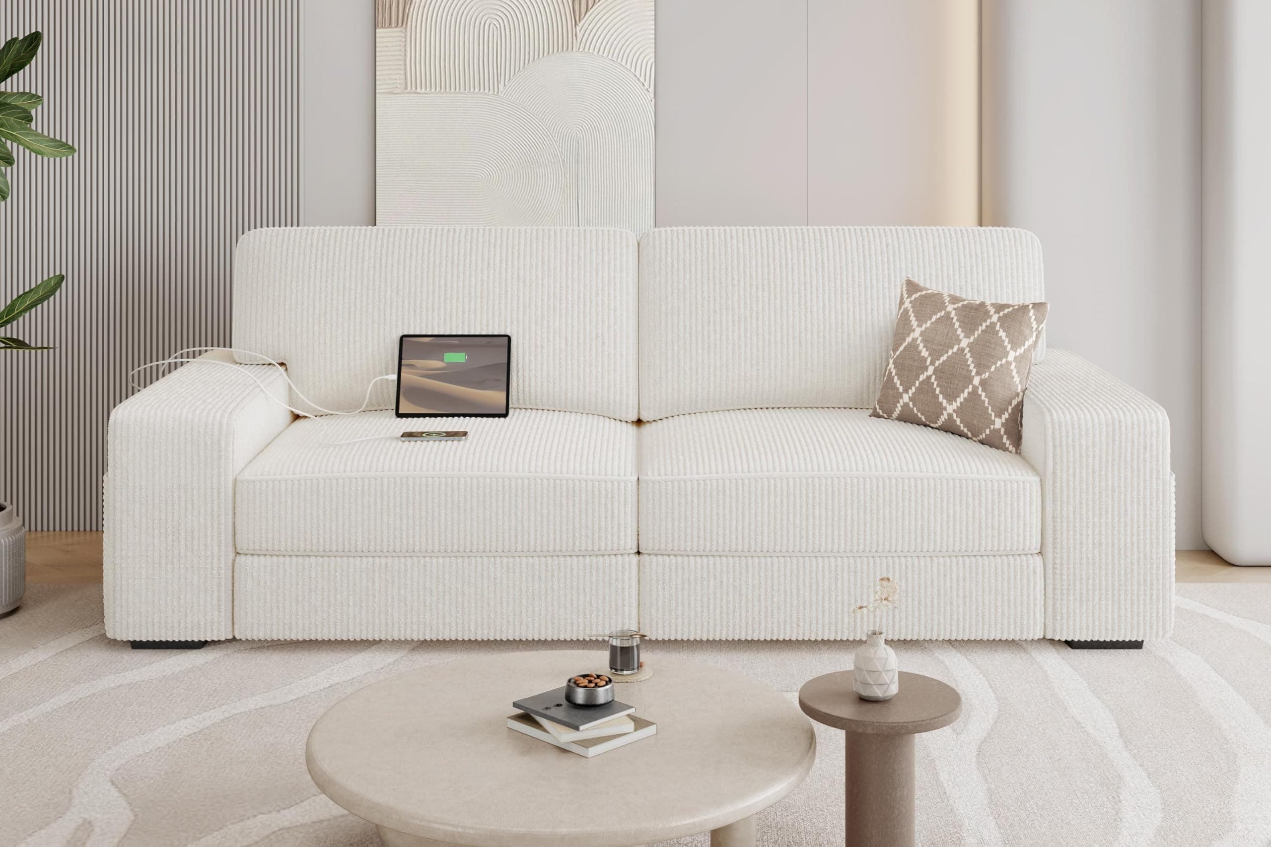 Yaheetech Corduroy Fabric Sofa