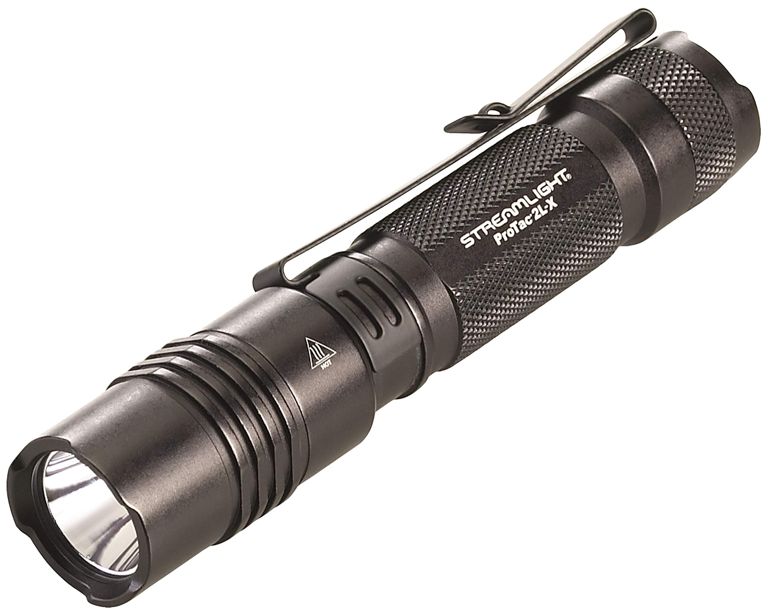 88062 ProTac 2L-X 500-Lumen 6800-Candela EDC High Performance Multi-Fuel Tactical Flashlight, Includes Non-Rechargeable Batteries, Holster and Clip, Clear Retail Packaging, Black
