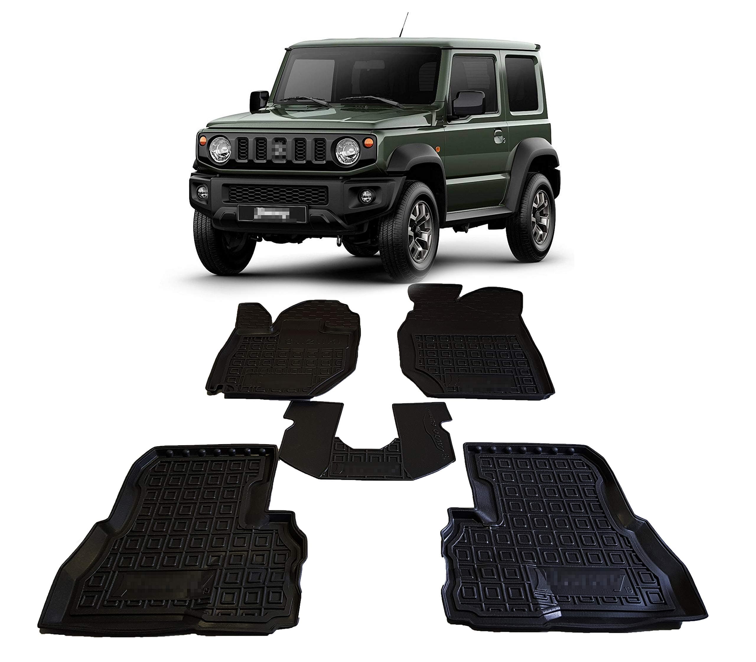 Custom Fit All Weather Floor Liners Carmats Black Rubber Floor Mats 1st & 2nd Row 5 pcs/Set Compatible with Suzuki Jimny JB74 2019 2020 2021 2022 2023