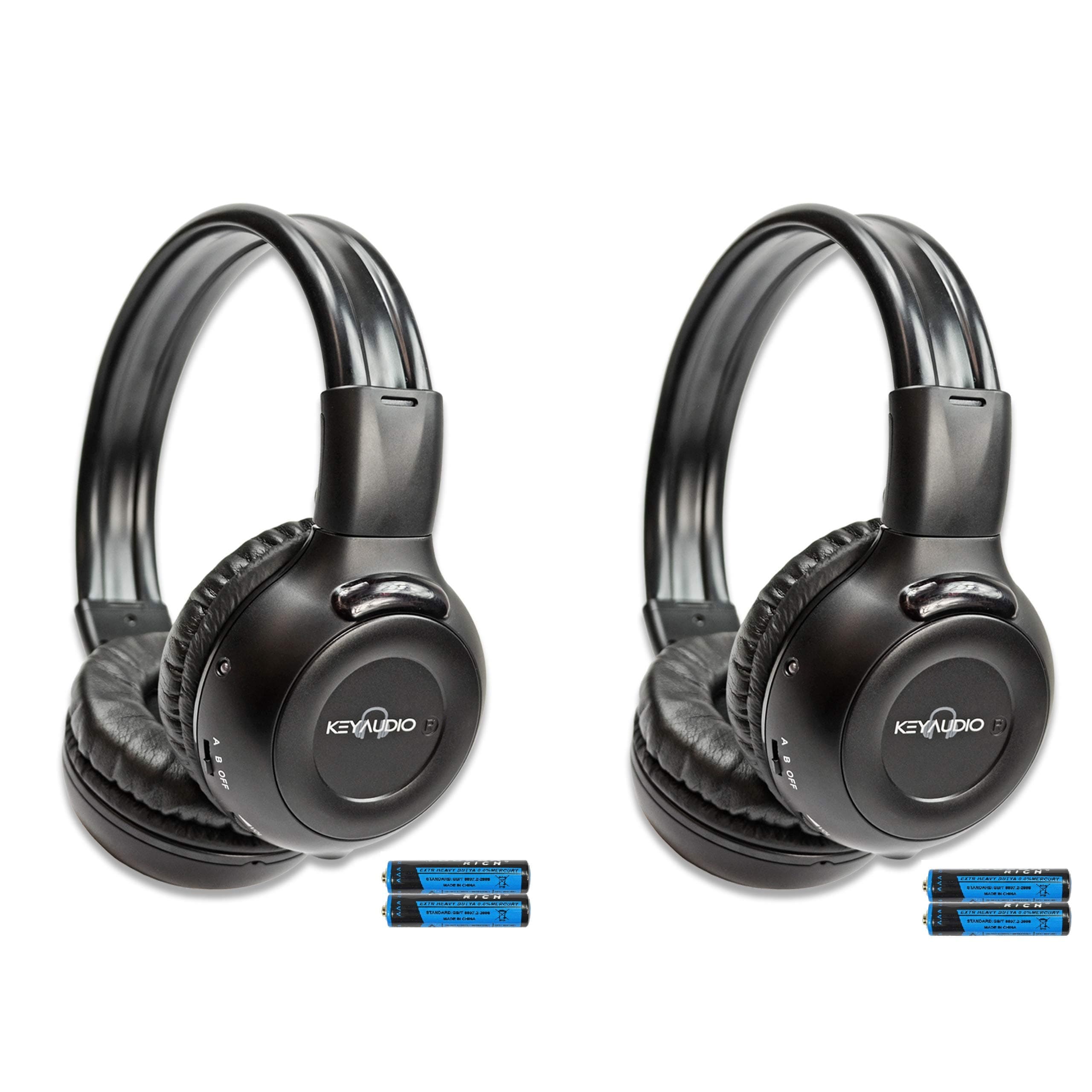 2 Pack of 2-Channel Universal Infrared Wireless IR for Rear Entertainment Systems DVD Player Head Phone for in Car TV Video Audio Listening Superior Sound Quality Plus 48" 3.5mm Aux Cords