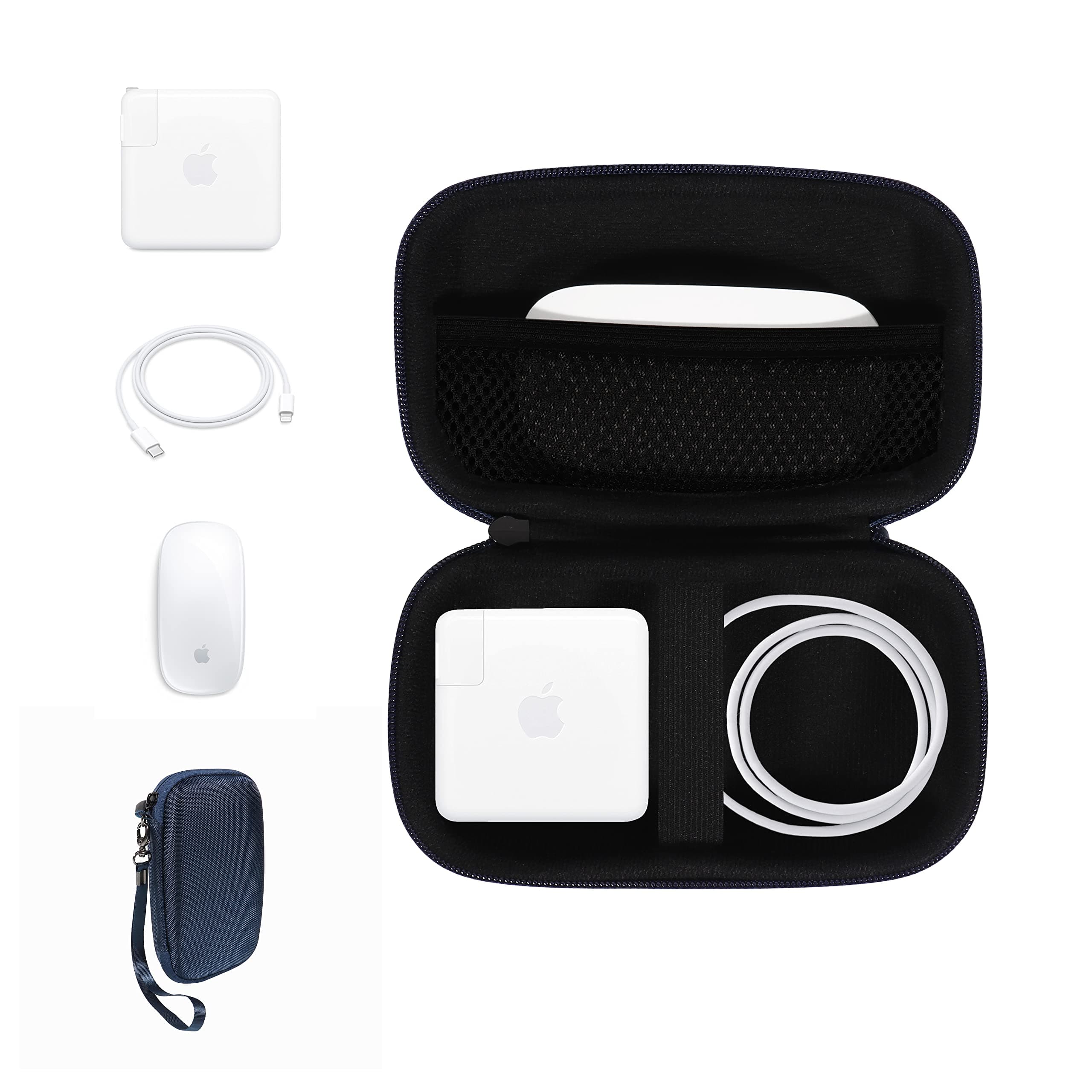 Alltravel All in one case for MacBook Accessories MacBook, MacBook Pro, Air Charger 45W/60W/100W, MagSafe 1/2, Magic Mouse 1/2, Lightning Cord, USB Hub, Type C Hub (Blue)