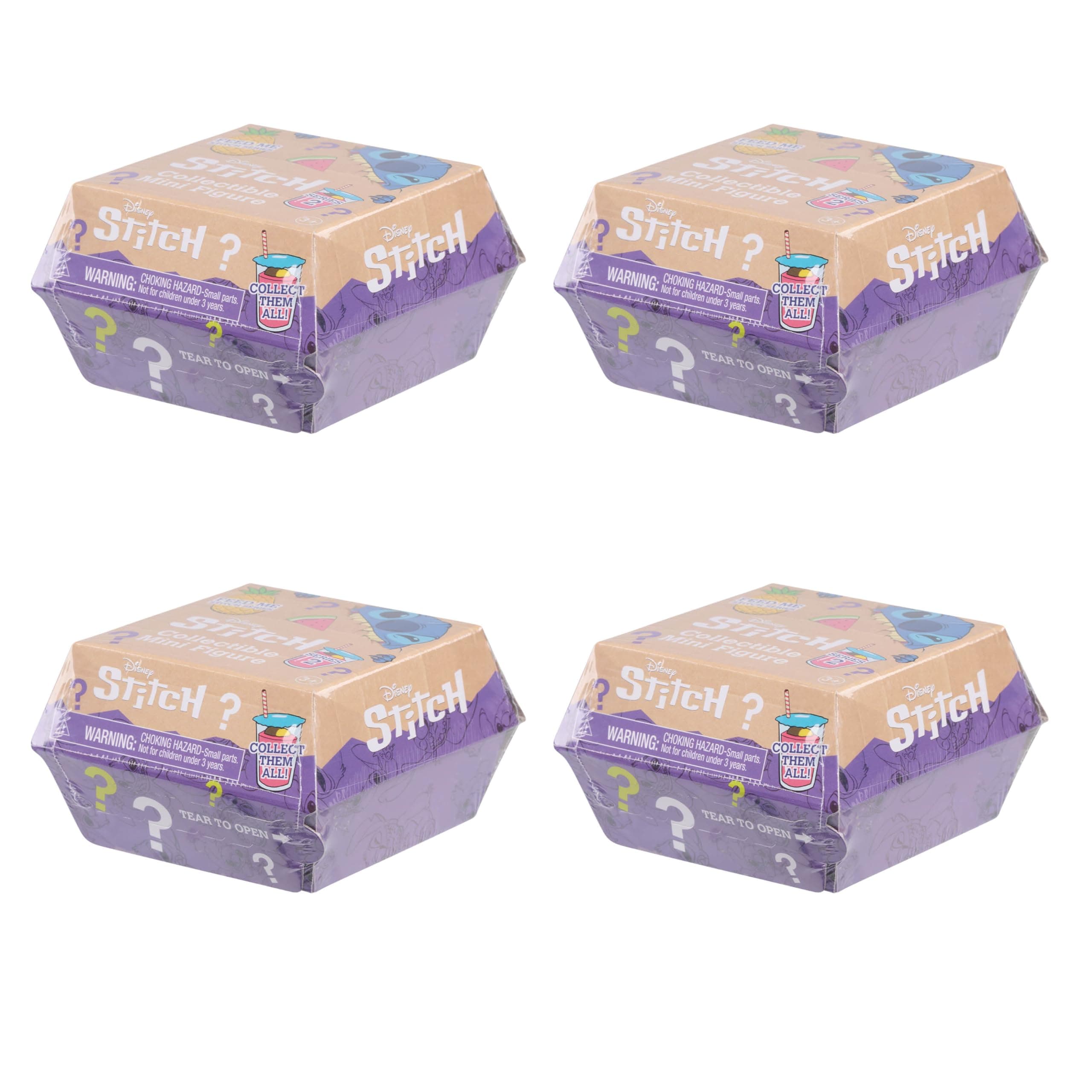 Just Play Products Ltd Disney Stitch! Feed me Collectable Figures in Burger Boxes (4 Pack)